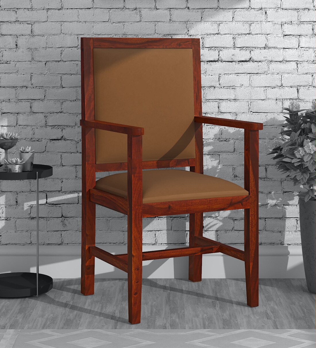 Buy Peshtigo Sheesham Wood Arm Chair In Honey Oak Finish Online Arm