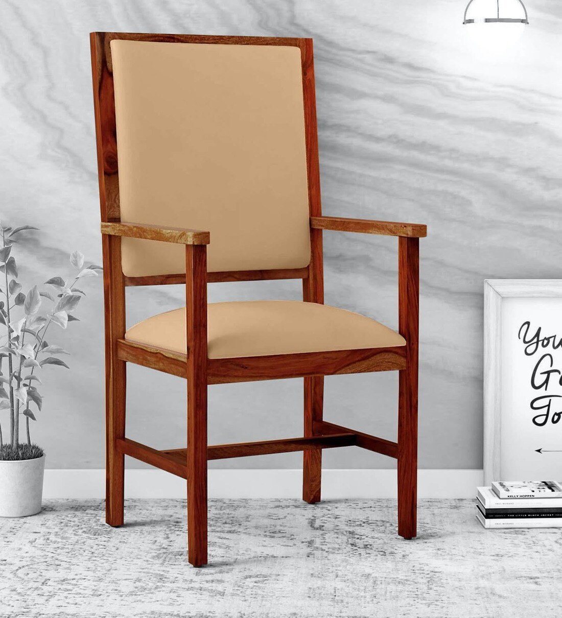 Buy Peshtigo Sheesham Wood Arm Chair In Provincial Teak Finish Online