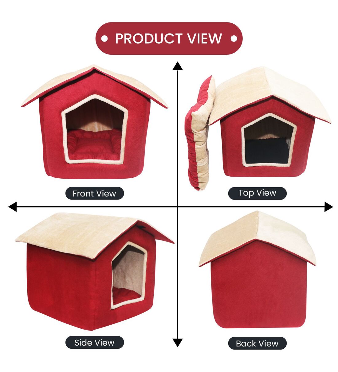 Buy Small Pet Hut In Red & Cream Colour By Hiputee Online Cat Beds
