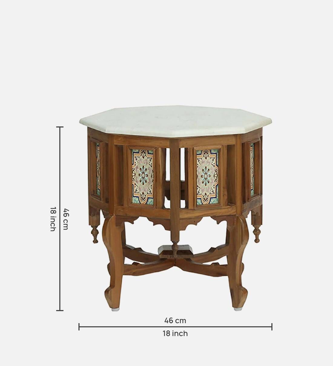 Buy Petunia Teak Wood Coffee Table In Rustic Teak Finish With Marble