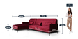 Pearl RHS 3 Seater Sofa with Lounger in Red Colour