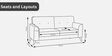 Pedro  Velvet 3 Seater Sofa In Blue Colour