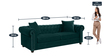 Perceptive Fabric 3 Seater Sofa in Green Colour