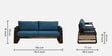 Petra Sheesham Wood 3 Seater Sofa In Blue Colour