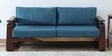 Petra Sheesham Wood 3 Seater Sofa In Blue Colour