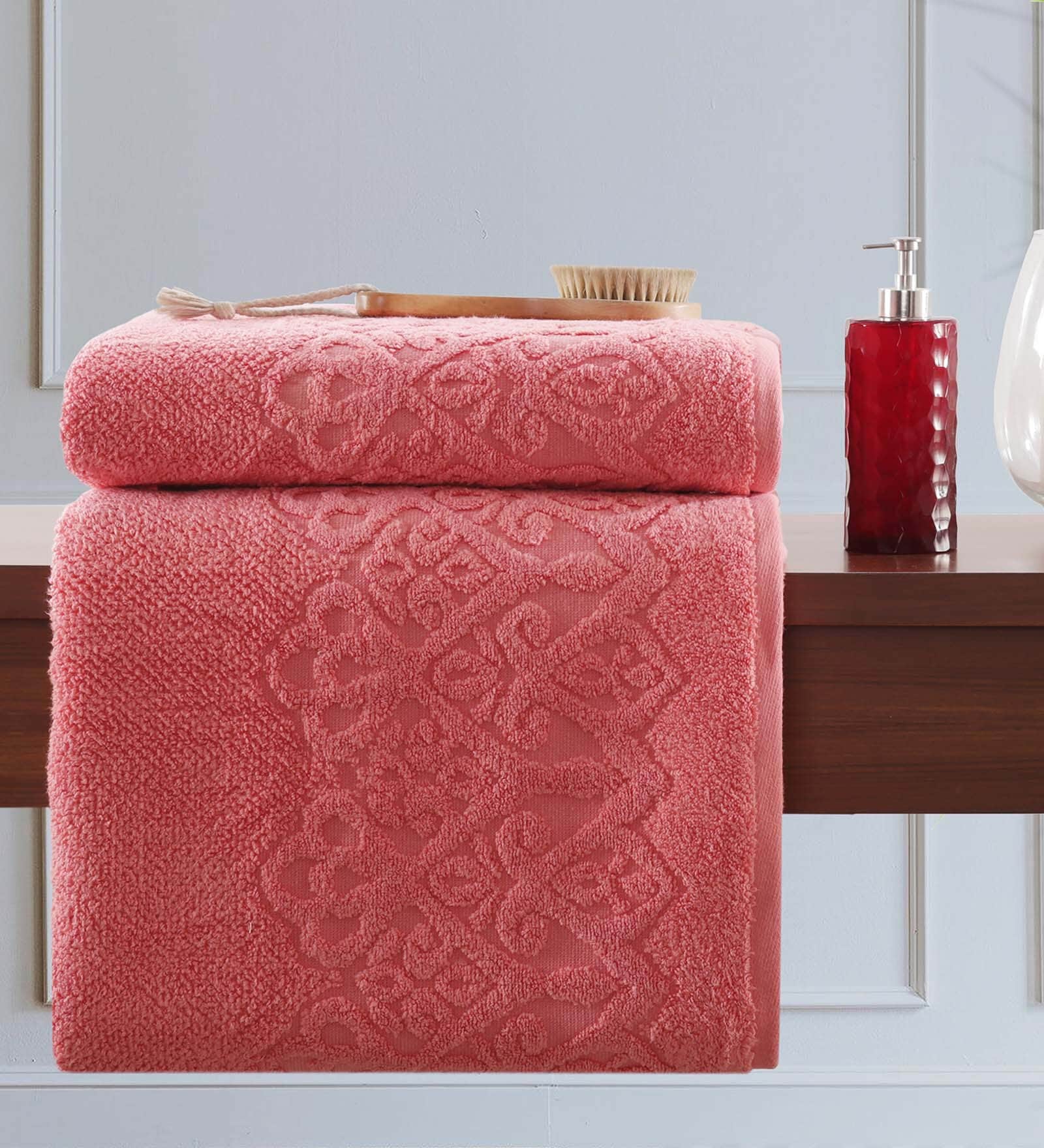 Peach 100% Cotton Solid 550 GSM Bath Towel