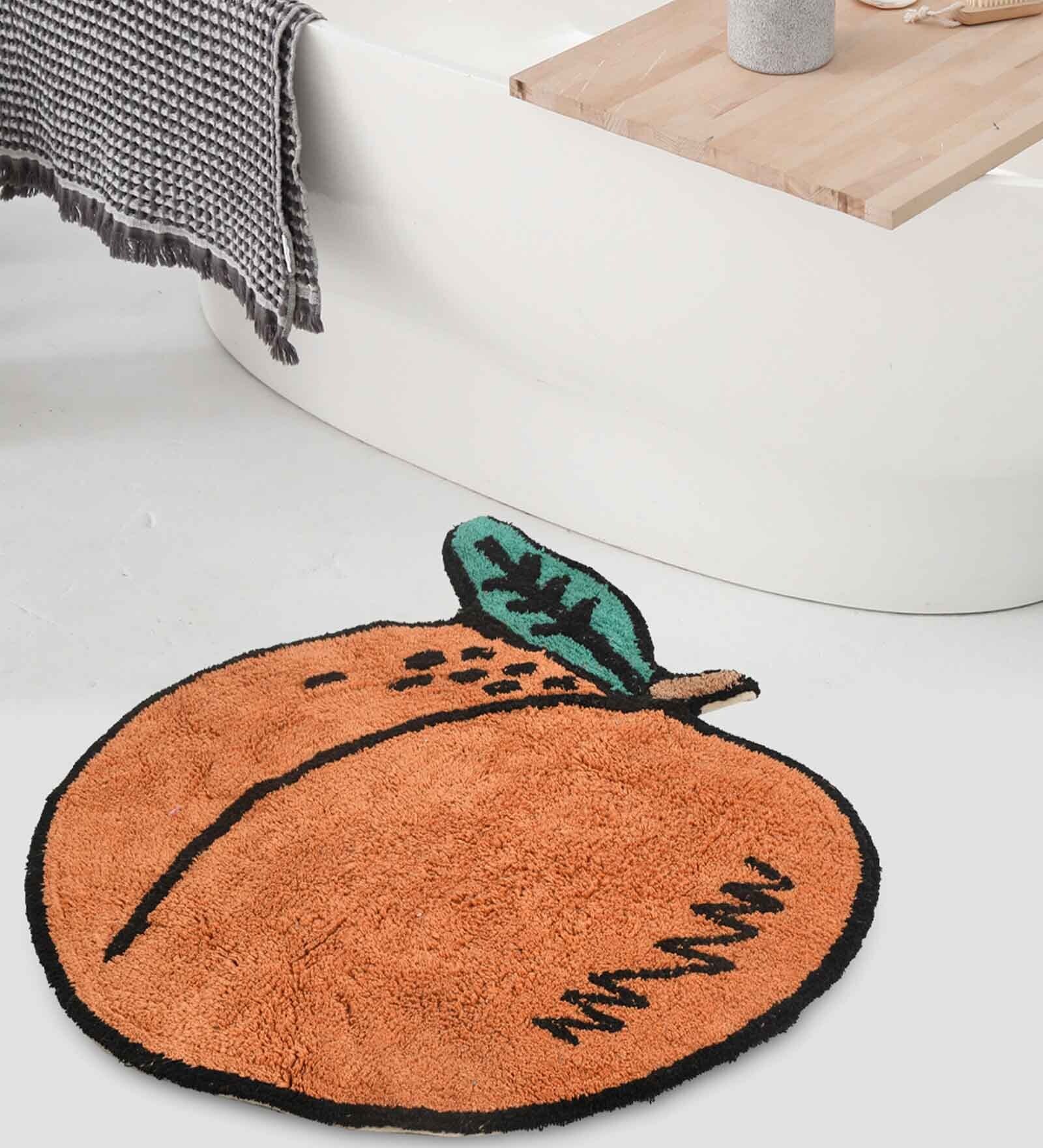 Peach Abstract Cotton 25.5x25.5 Inches Max Absorbant Bath Mat