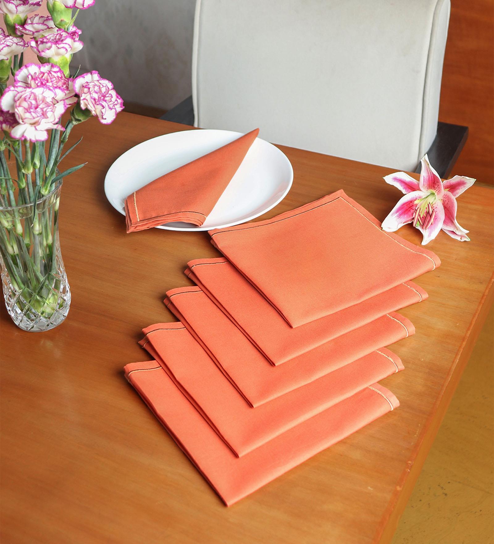 Peach Cotton  (16x 16 )Inch Table Napkins (Set of 6)