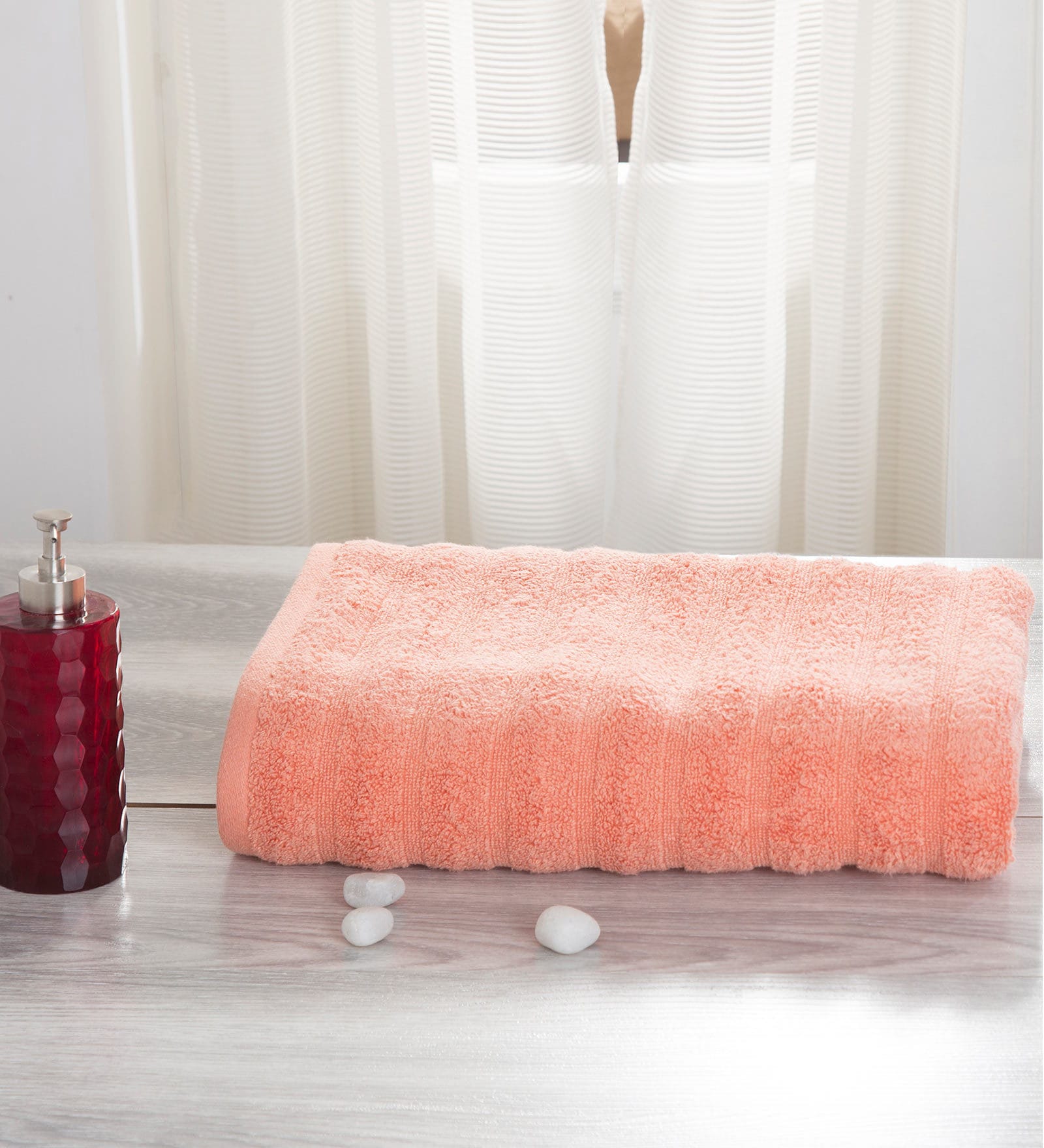 Peach Solid 550 GSM Cotton Bath Towel