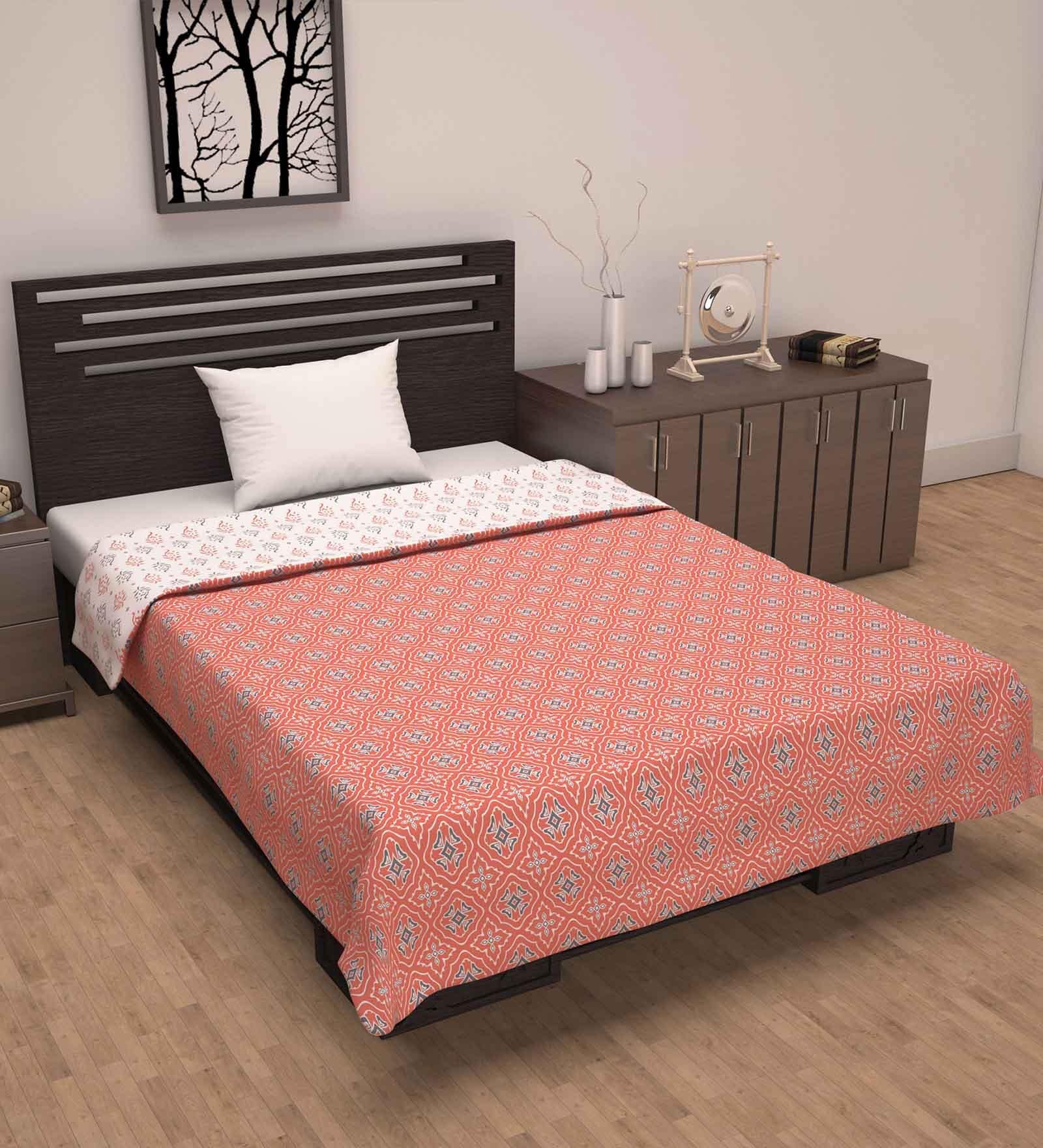 Peach Cotton Patterned 120 GSM Single Bed Dohar