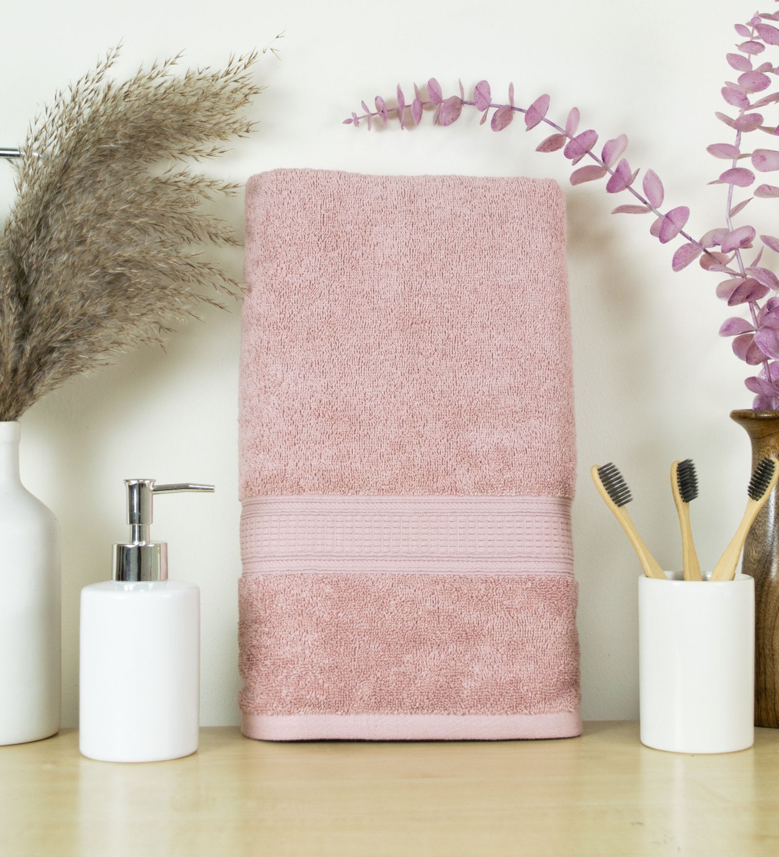 Peach Cotton Solid  500 GSM Bath Towel (1Pc)