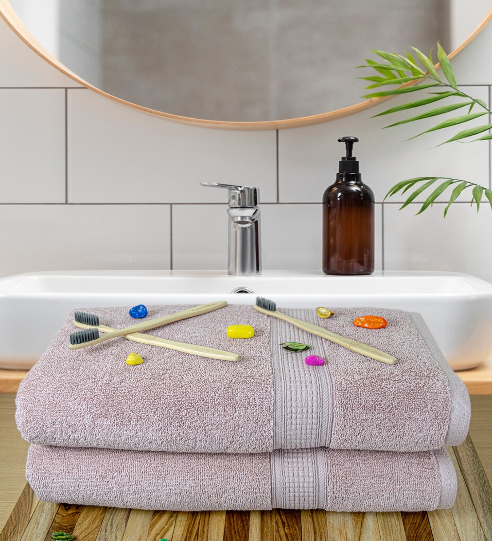 Peach Cotton Solid  500 GSM Bath Towels Pack of 2