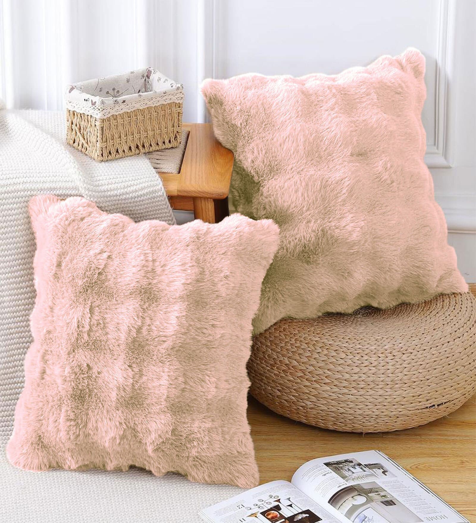 Peach Fur Super Soft 16x16 Cushion Cover