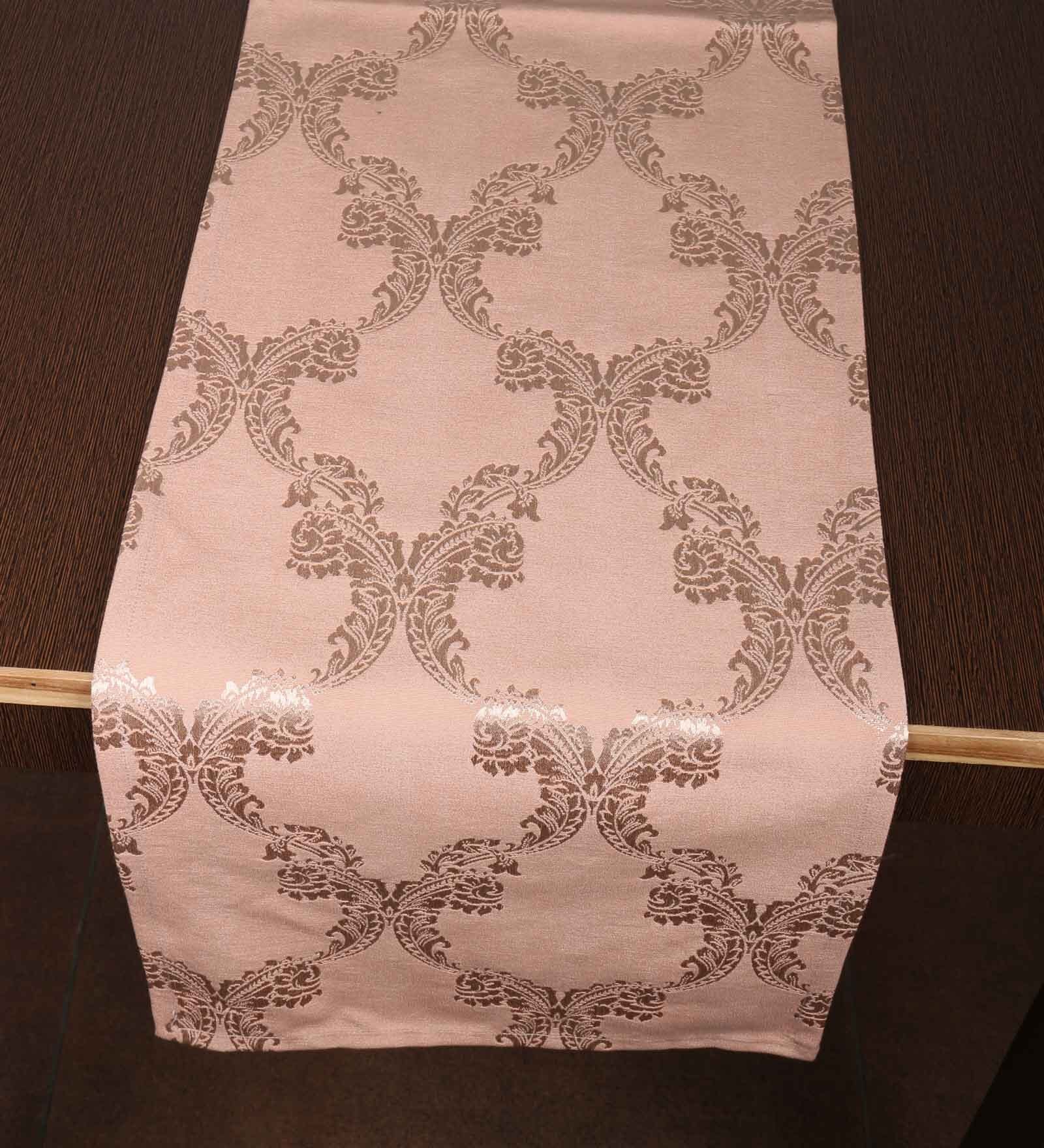 Peach Hallway Damasc Cotton Jacquard (96 x 13) Table Runner