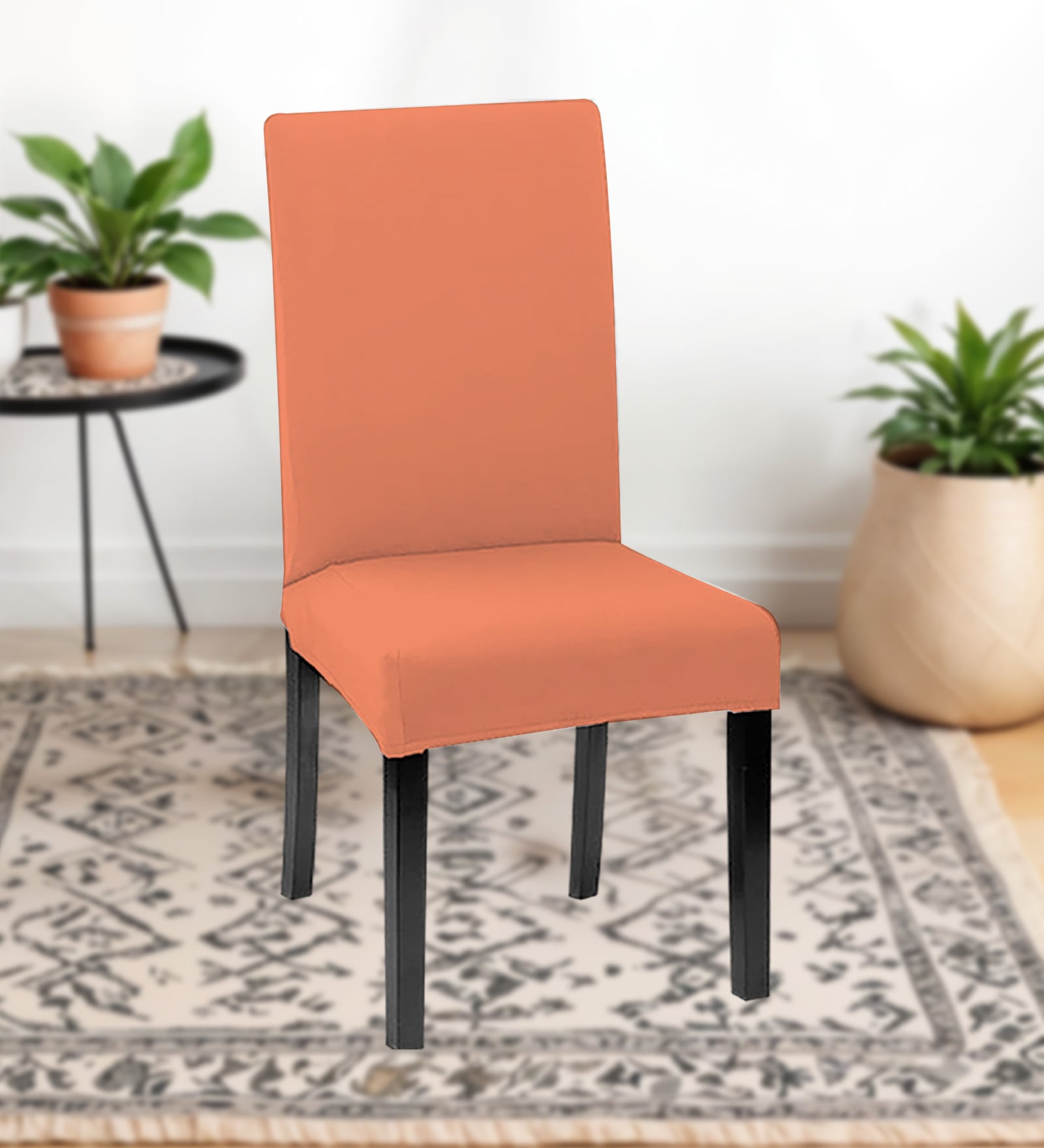 Peach Polycotton Solid 14x18 Inches Chair Covers  (1 piece)