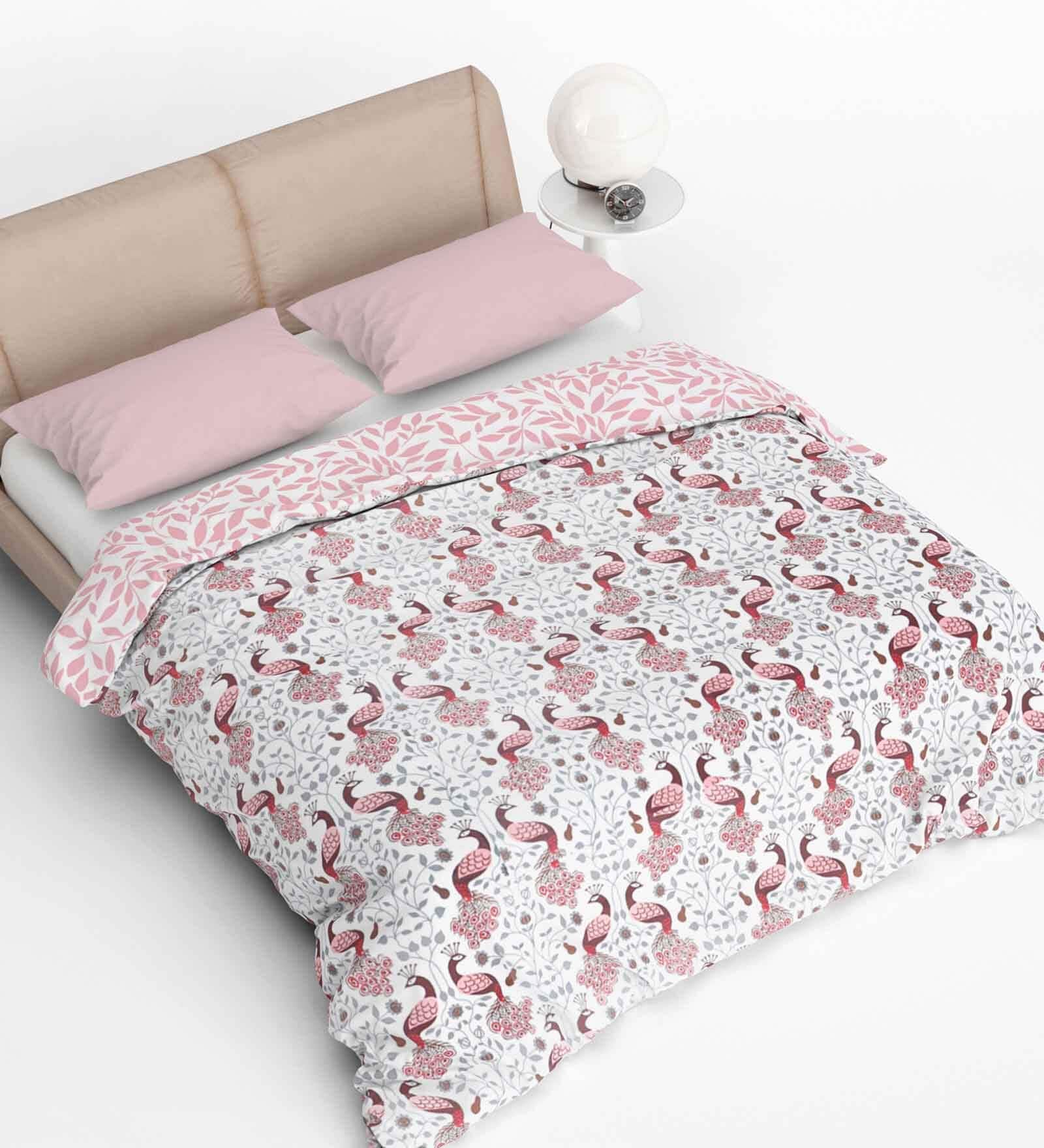 Peach Pure Cotton Printed 150 GSM Single Bed AC Room Dohar
