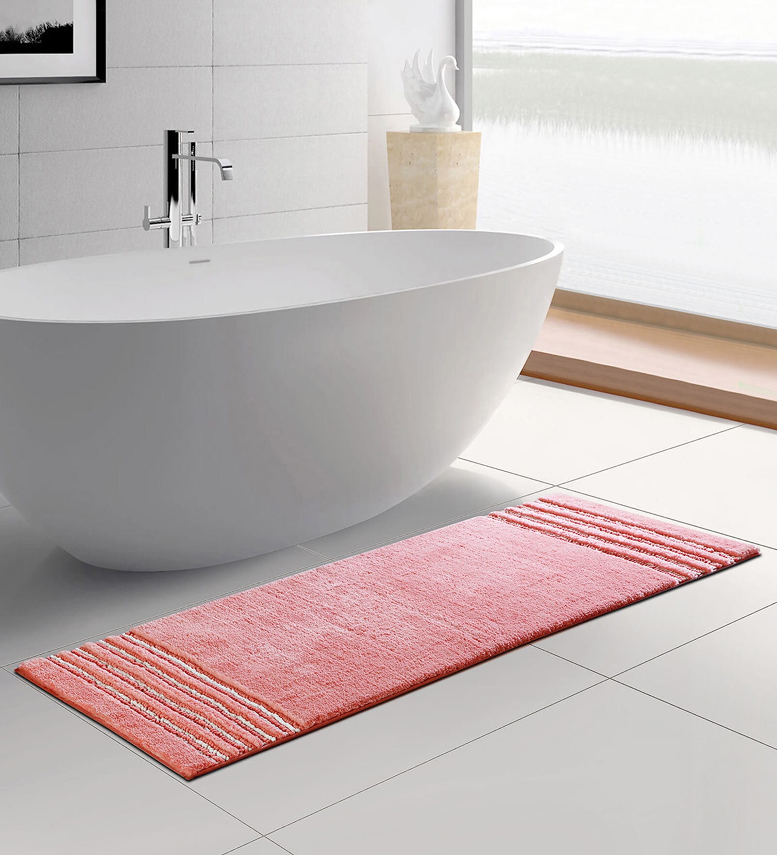 Peach Solid Polyester 59x24 Inches Max Absorbant 1 Bathmat