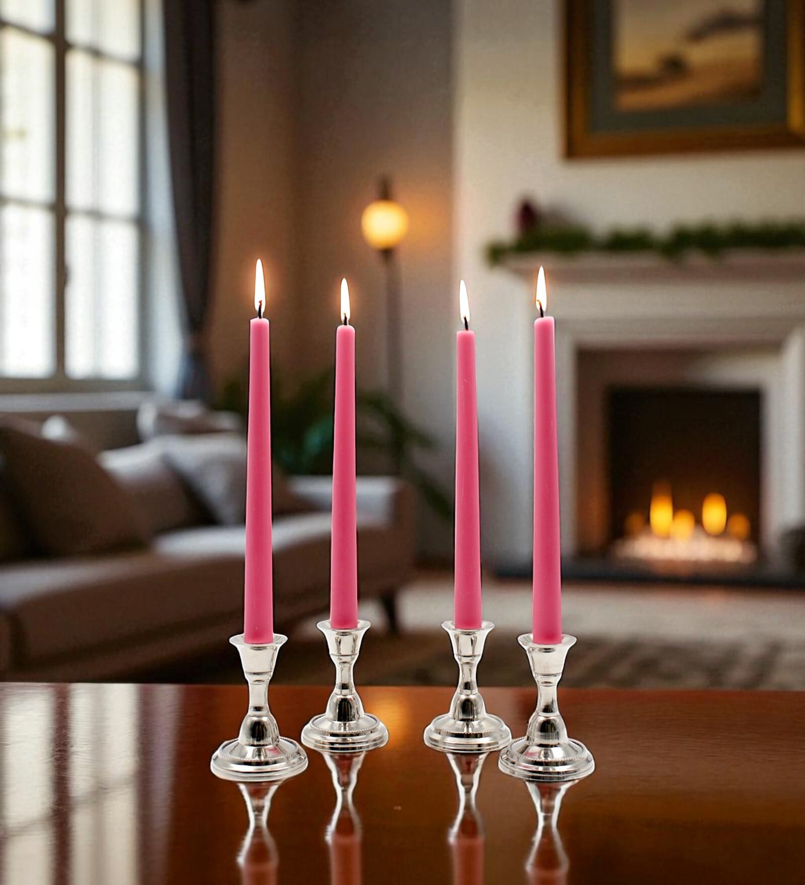 Peach Wax Taper Candles Set Of 4
