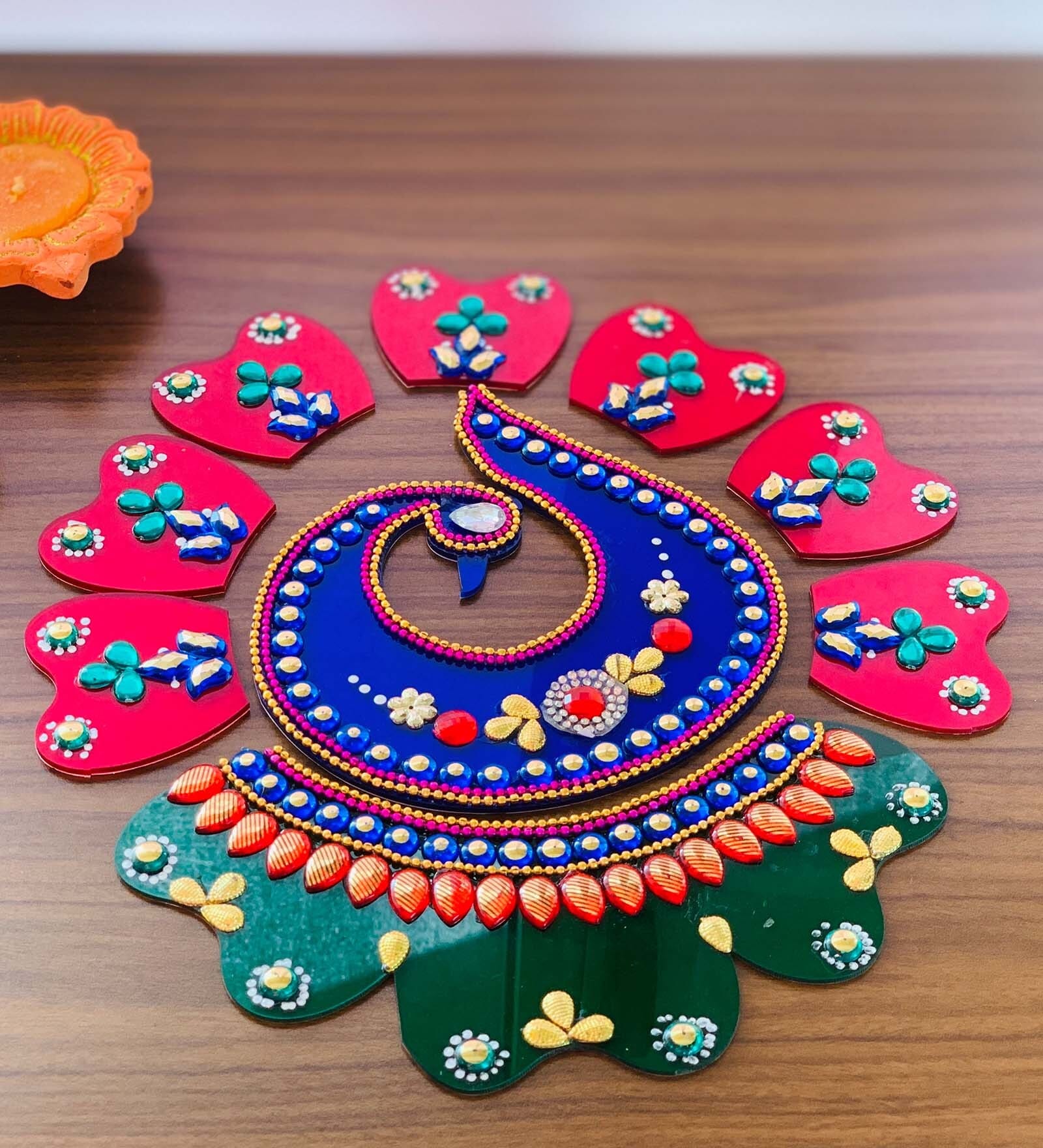 Peacock Acrylic Rangoli