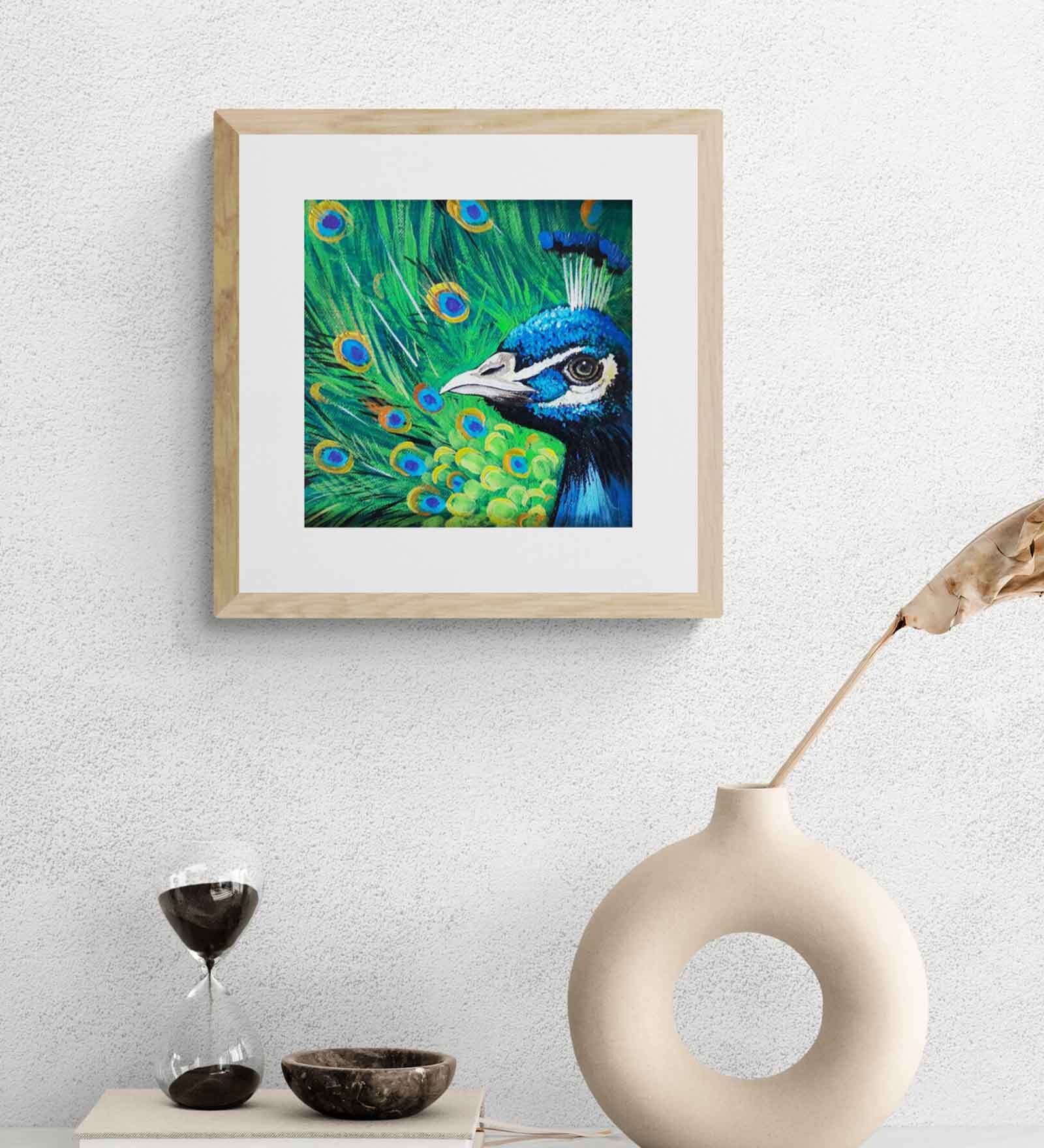 Peacock Handmade Acrylic Paint On Canvas Unframed