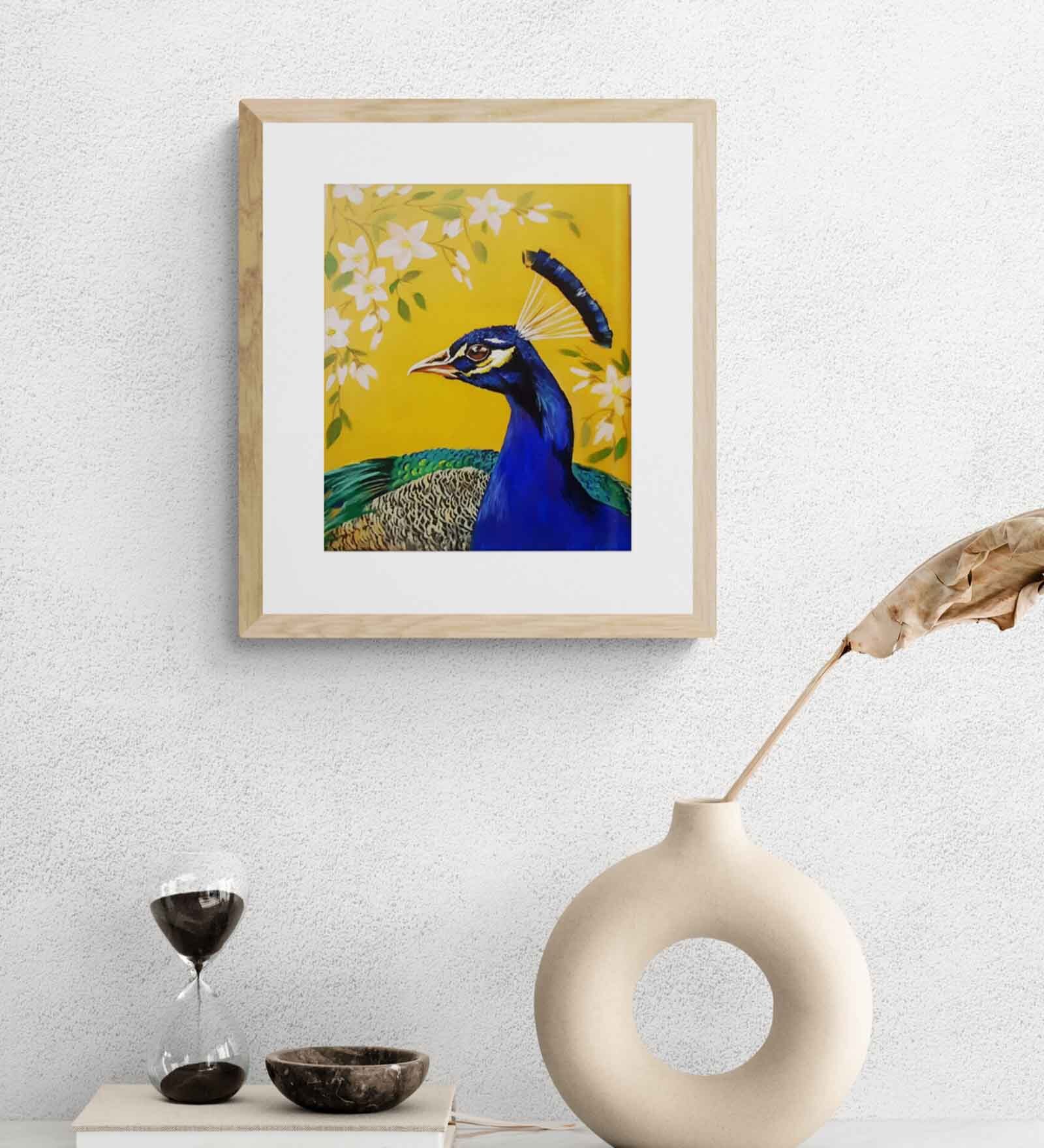 Peacock Portrait Handmade Acrylic Paint On Canvas Unframed