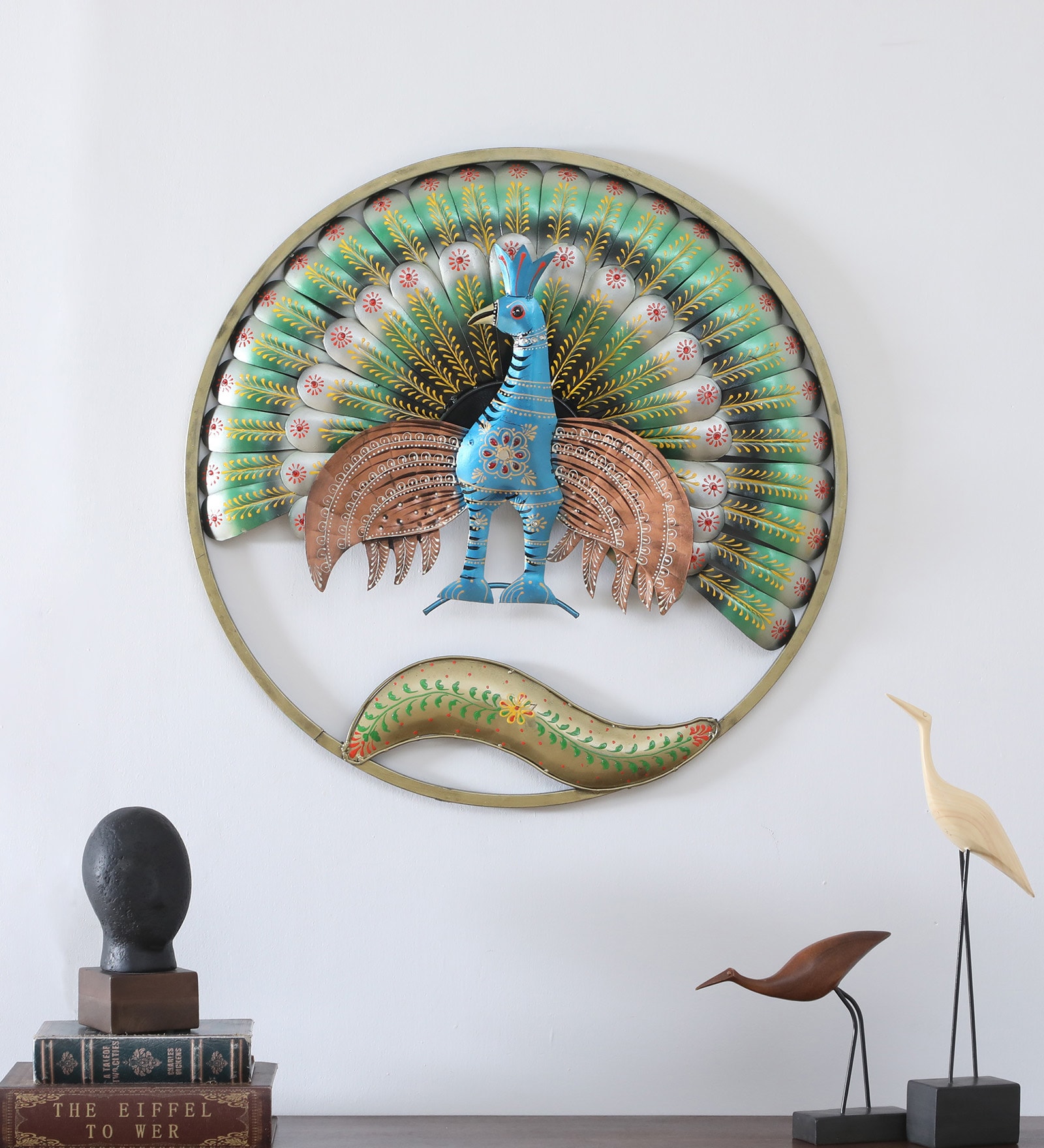 Peacock Ring Multicolour Iron Wall Art