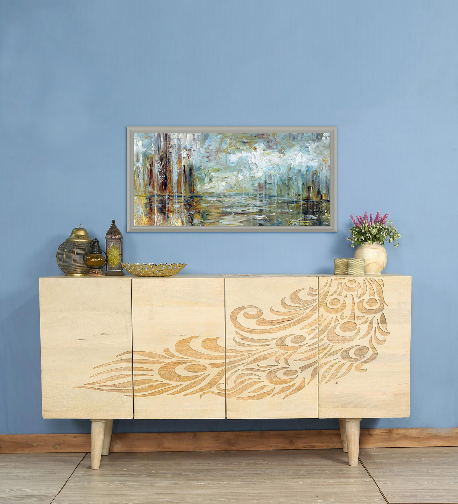 Peacock Storage Cabinet in Multi-Finish