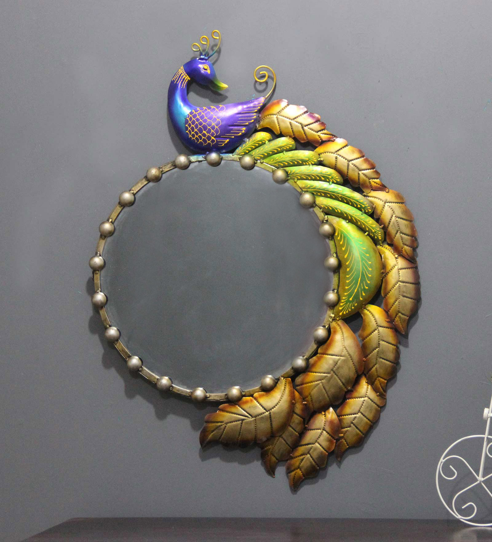 Iron Peocock Wall Art In Gold