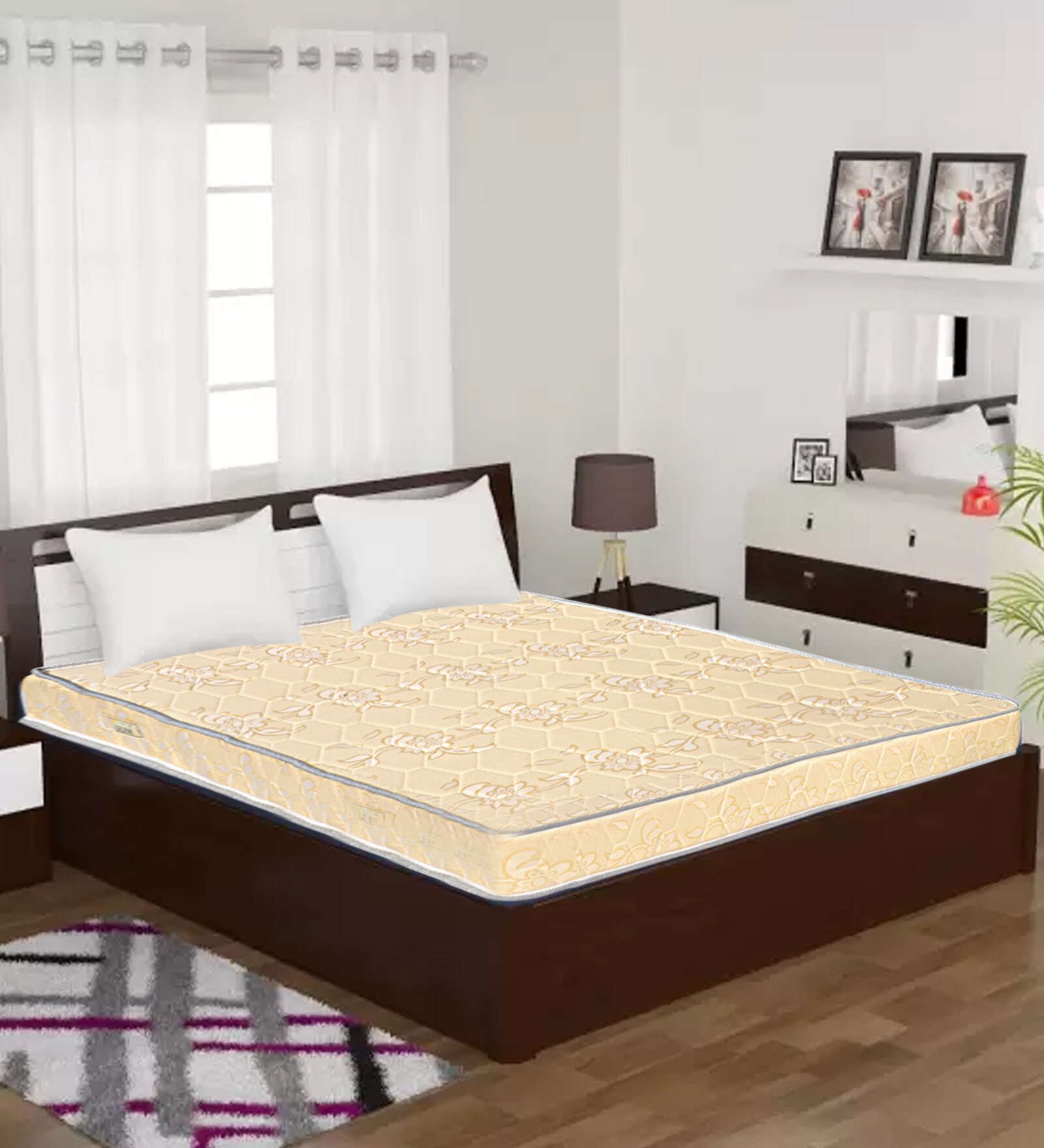 Pearl King Bed Reversible Bonnell Spring Mattress 75x72x6 Inch