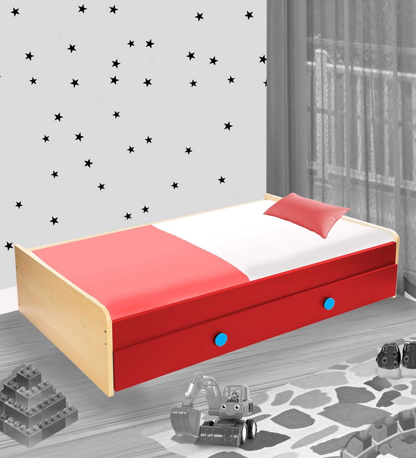 Pearth Kids Bed in Red Colour with Drawer Storage Pearth Kids Bed in Red Colour with Drawer Storage