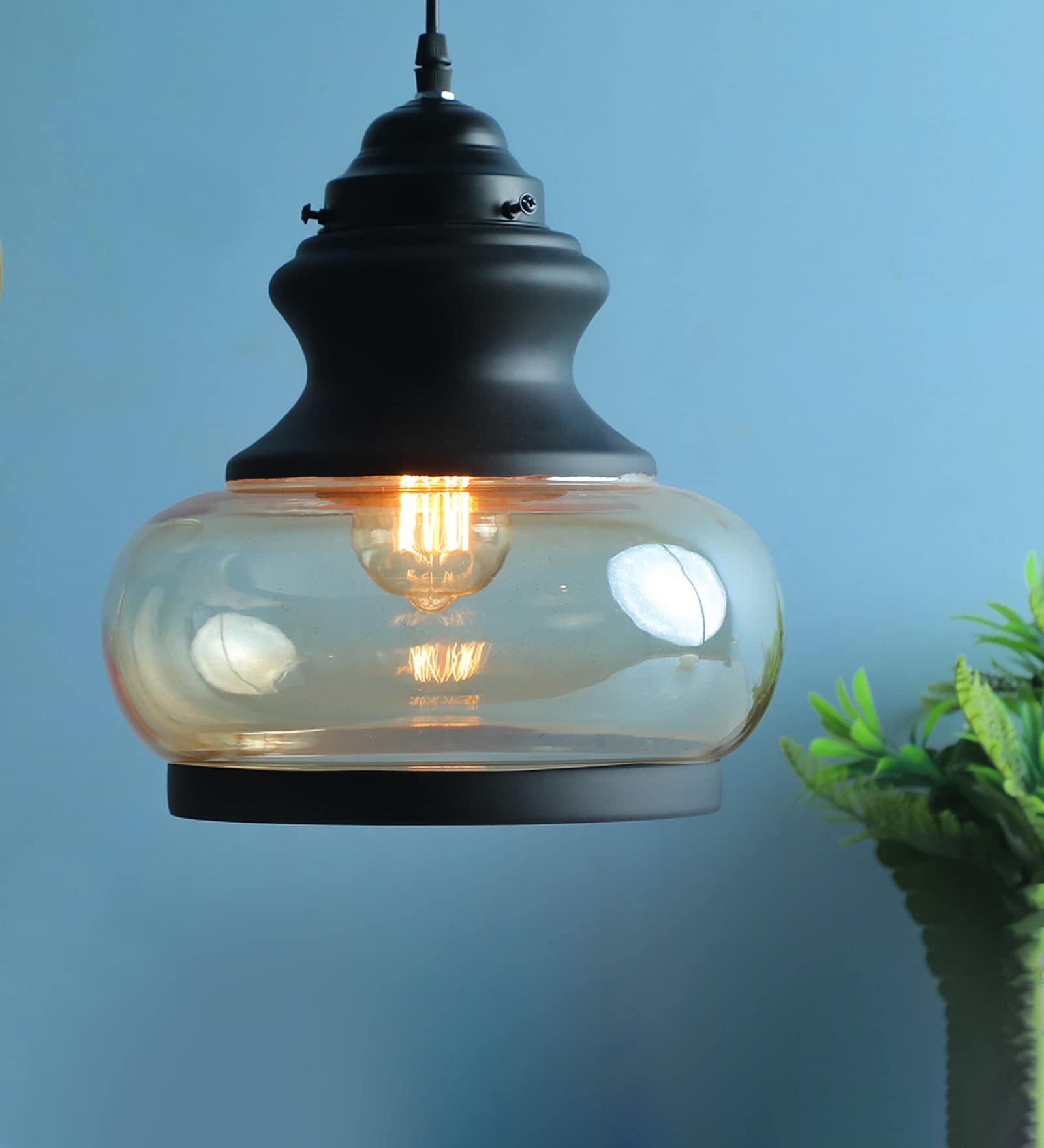 Pecos Gold Glass Single Hanging Light