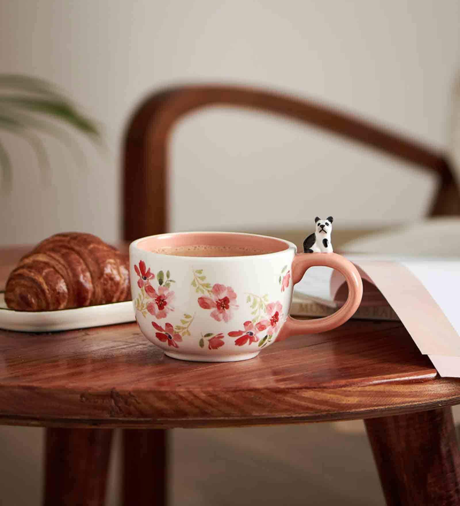 Peeping Doggo 200ml White & Pink Ceramic Tea Cup