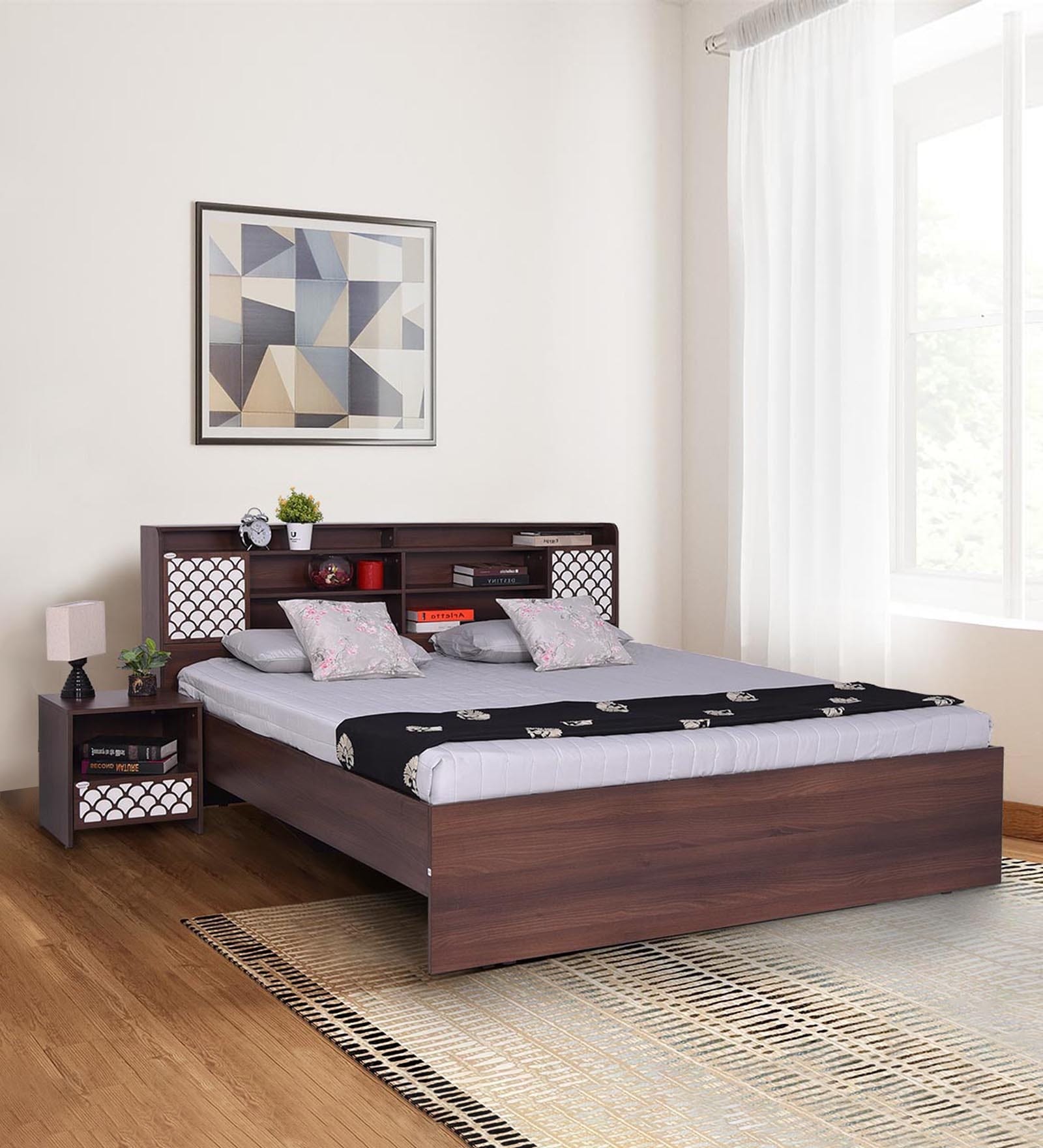 Penang Queen Size Bed In Black Walnut Color