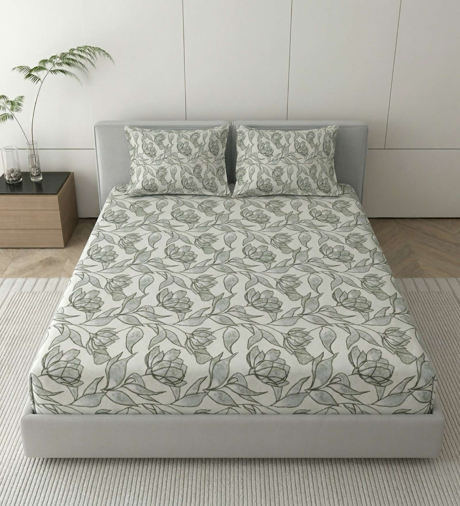Pencil Metro 186 TC Cotton Double Bedsheet With 2 Pillow Covers