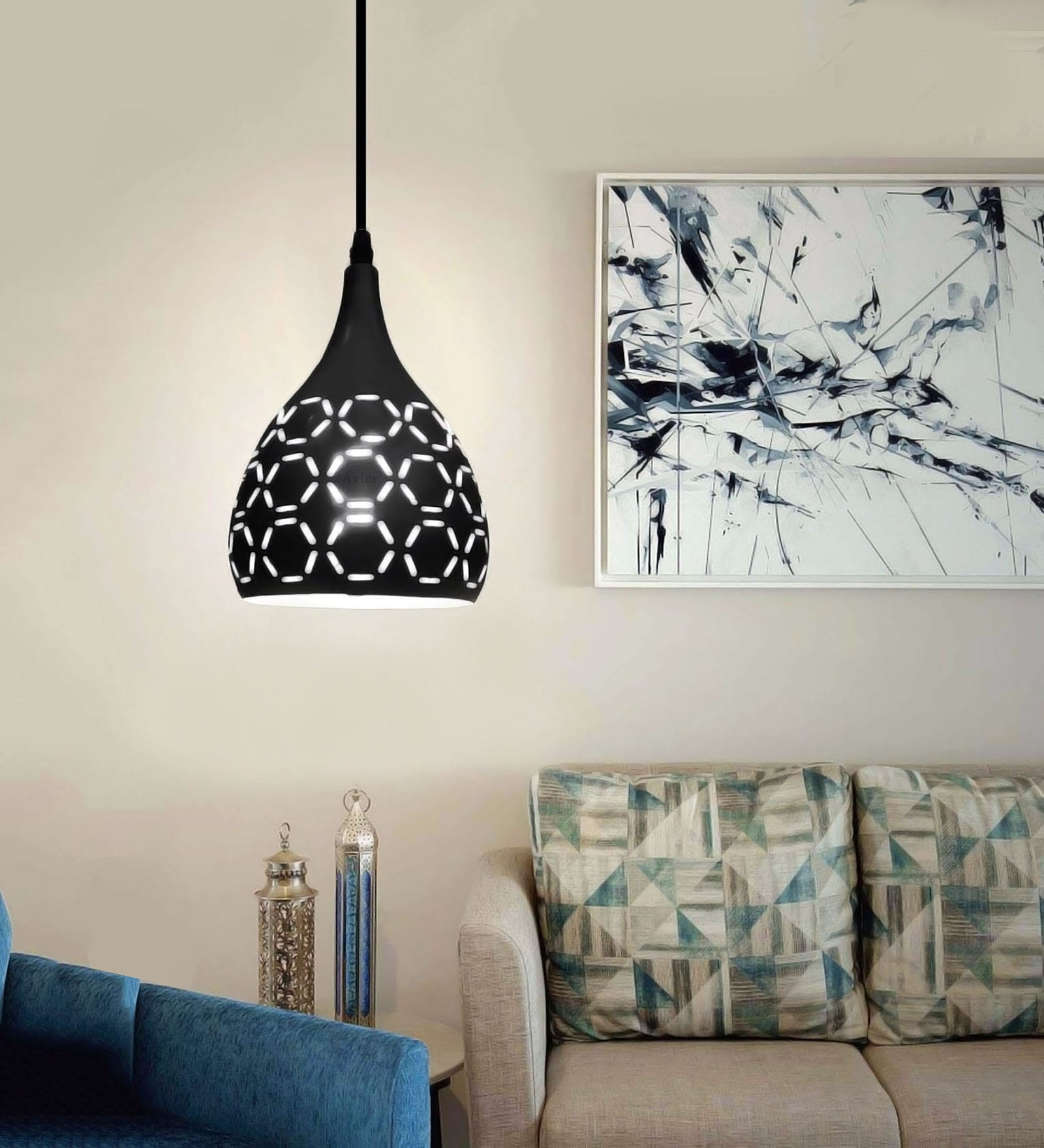 Pendant Black (E- 27/ 12 Watt) Aluminium Dome Hanging Light