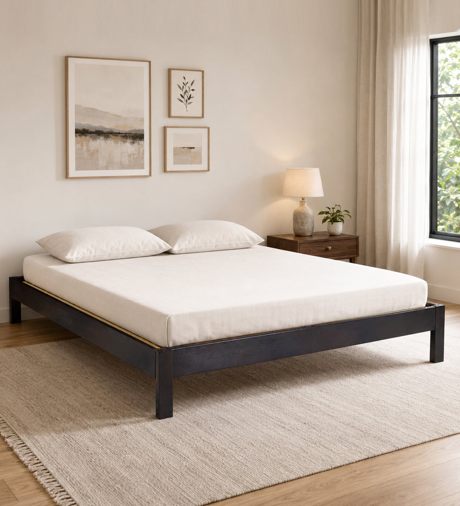 Pendleton Sheesham Wood Queen Size Bed In Cimmerian Walnut Finish