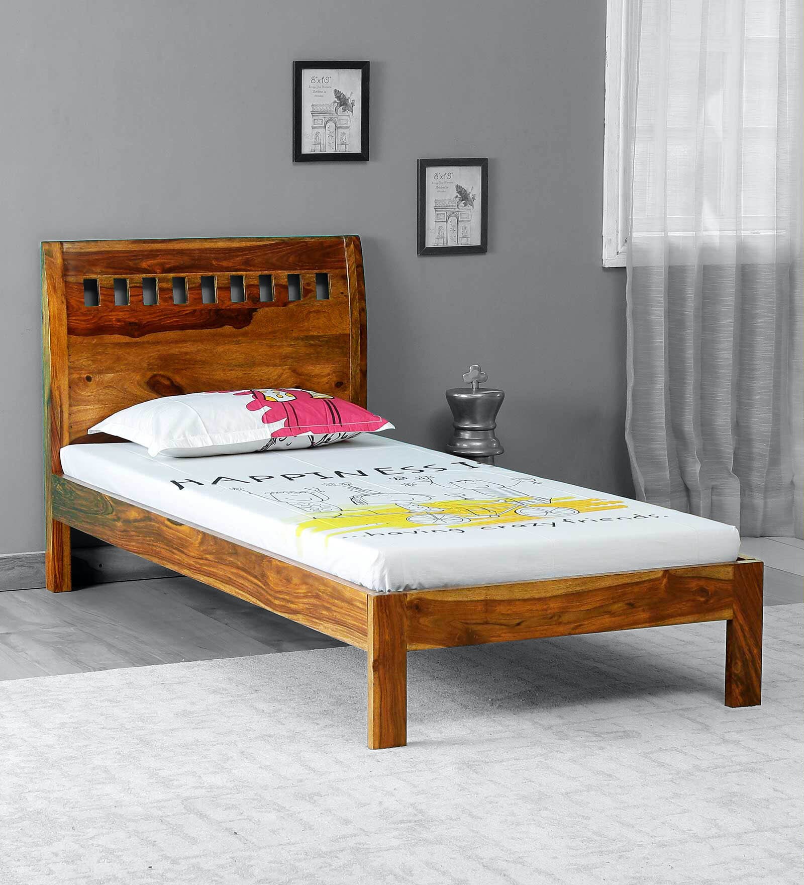 Buy Penelope Solid Wood Single Bed In Rustic Teak Finish By Woodsworth