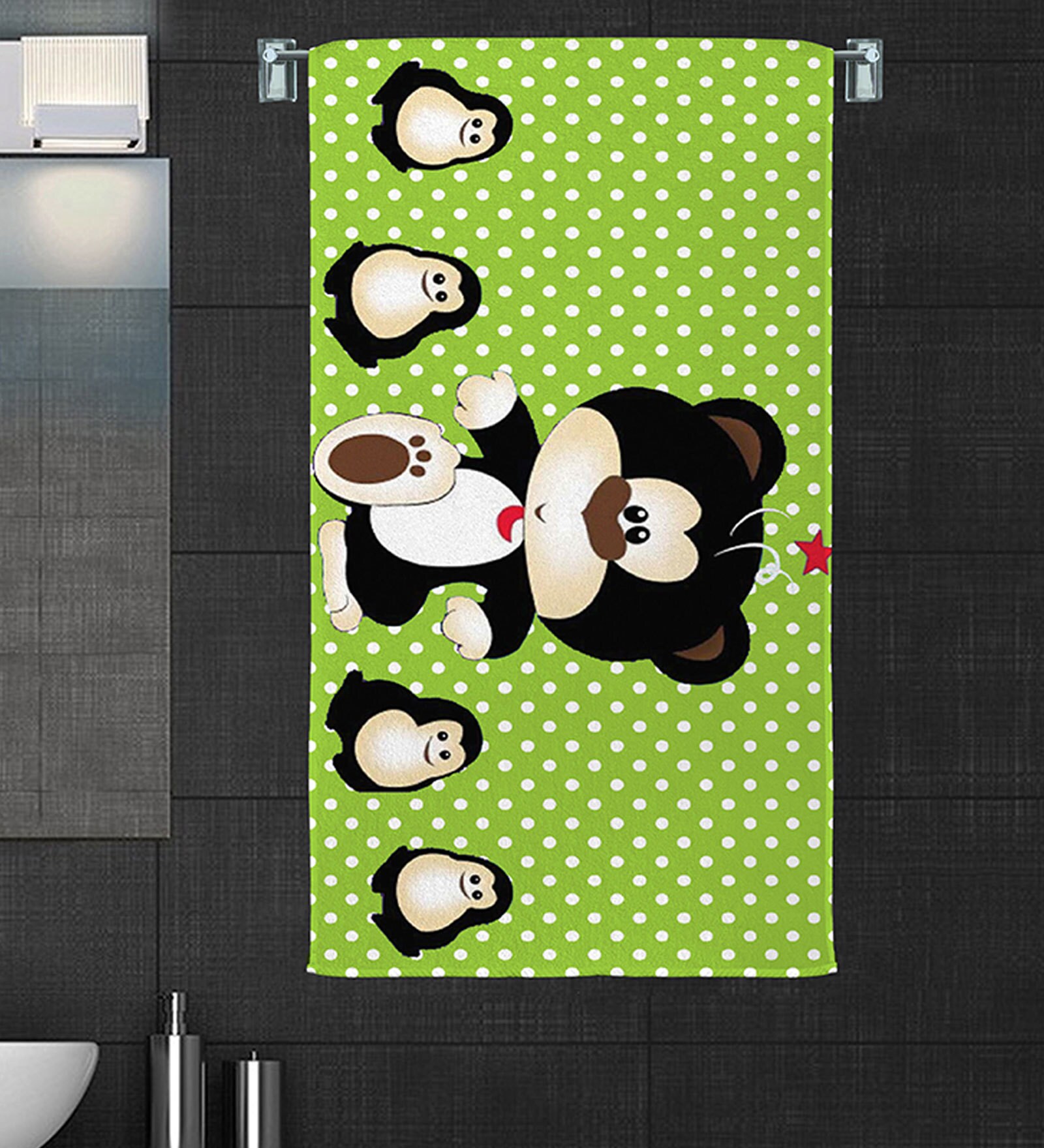 Penguin Bath Towel in Green colour