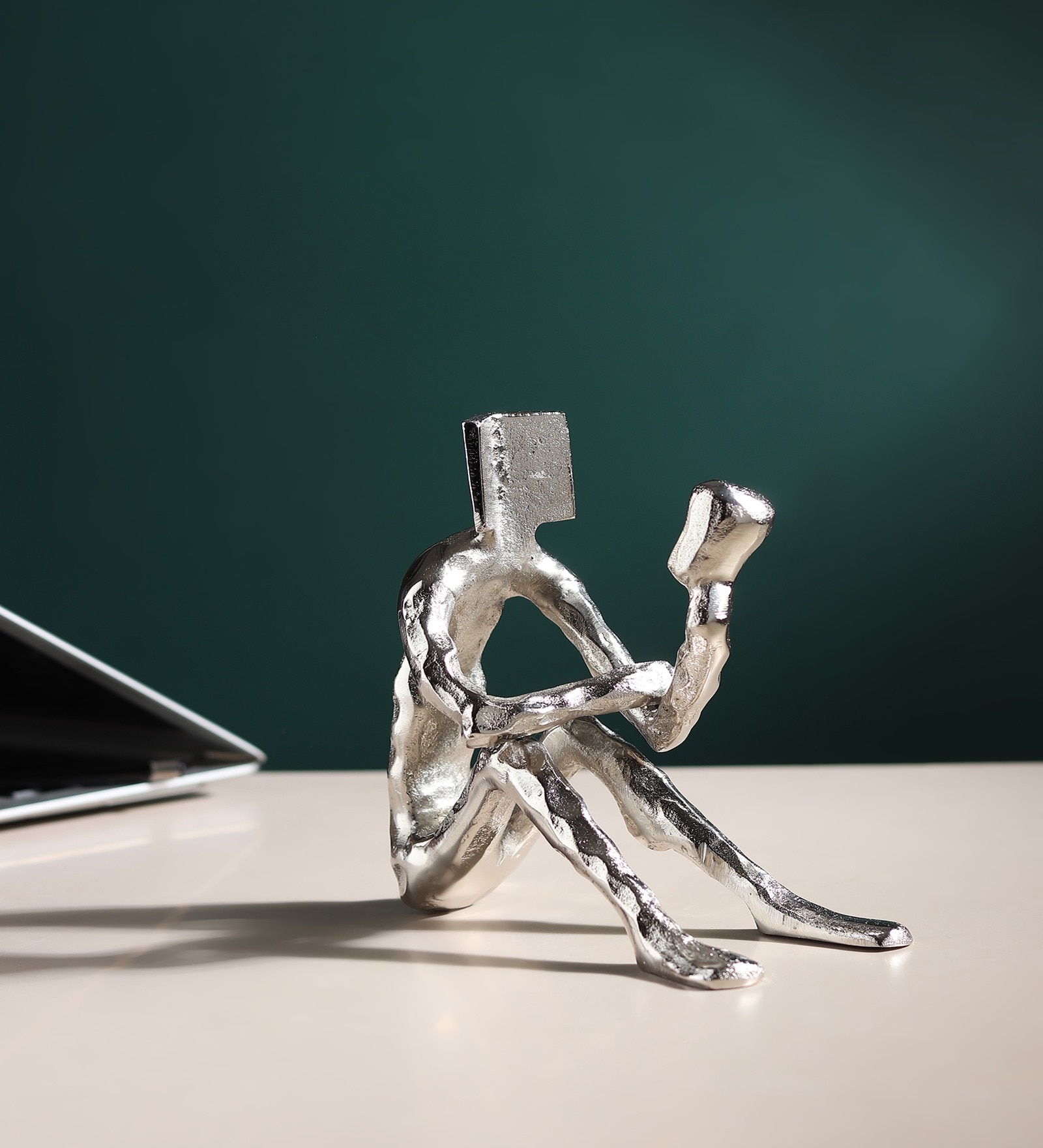 Pensive Reader In Silver