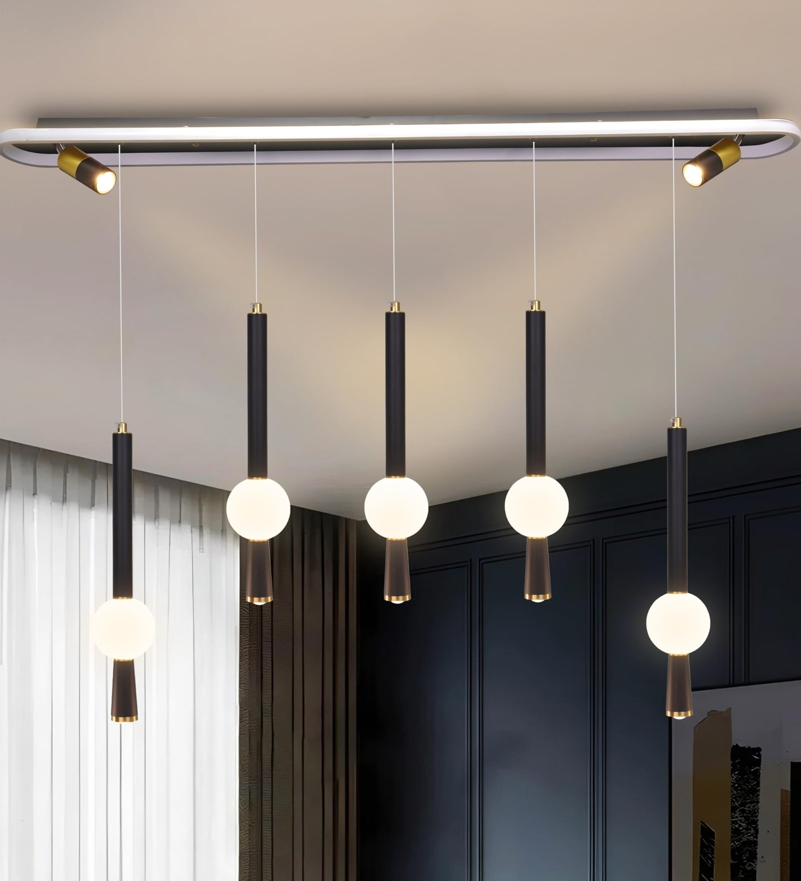Pental 70W | 120 Cm | Google & Alexa | Height Adjustable | 3 Light Mode | Modern LED Ceiling Chandelier for Living Room, Dining, Bedroom, Hall, Kitchen, Office,Luxury Decorative Lighting