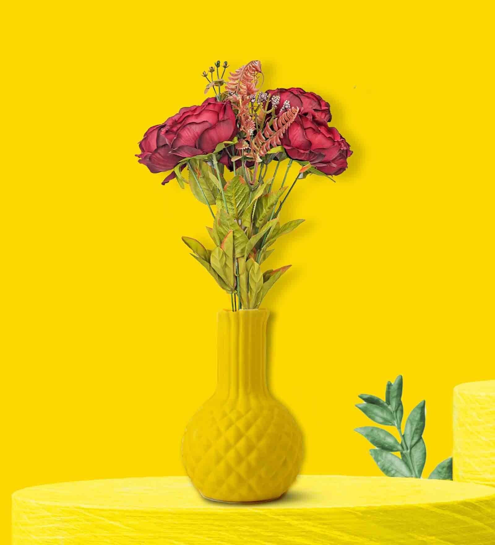 Peonies Maroon Plastic Artificial Flower