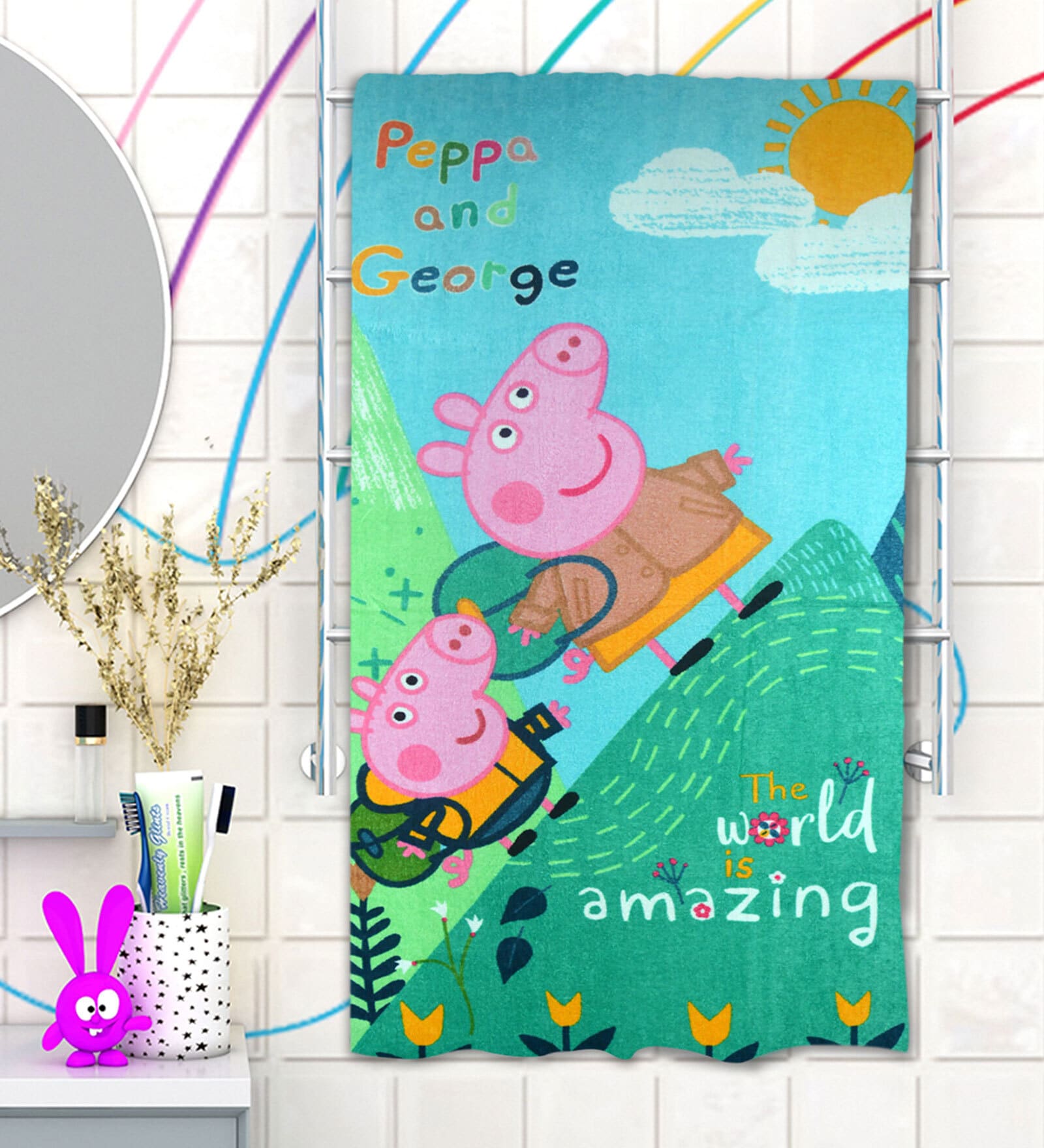 Peppa Pig Amazing World Blue 350 GSM Cotton Kids Towels