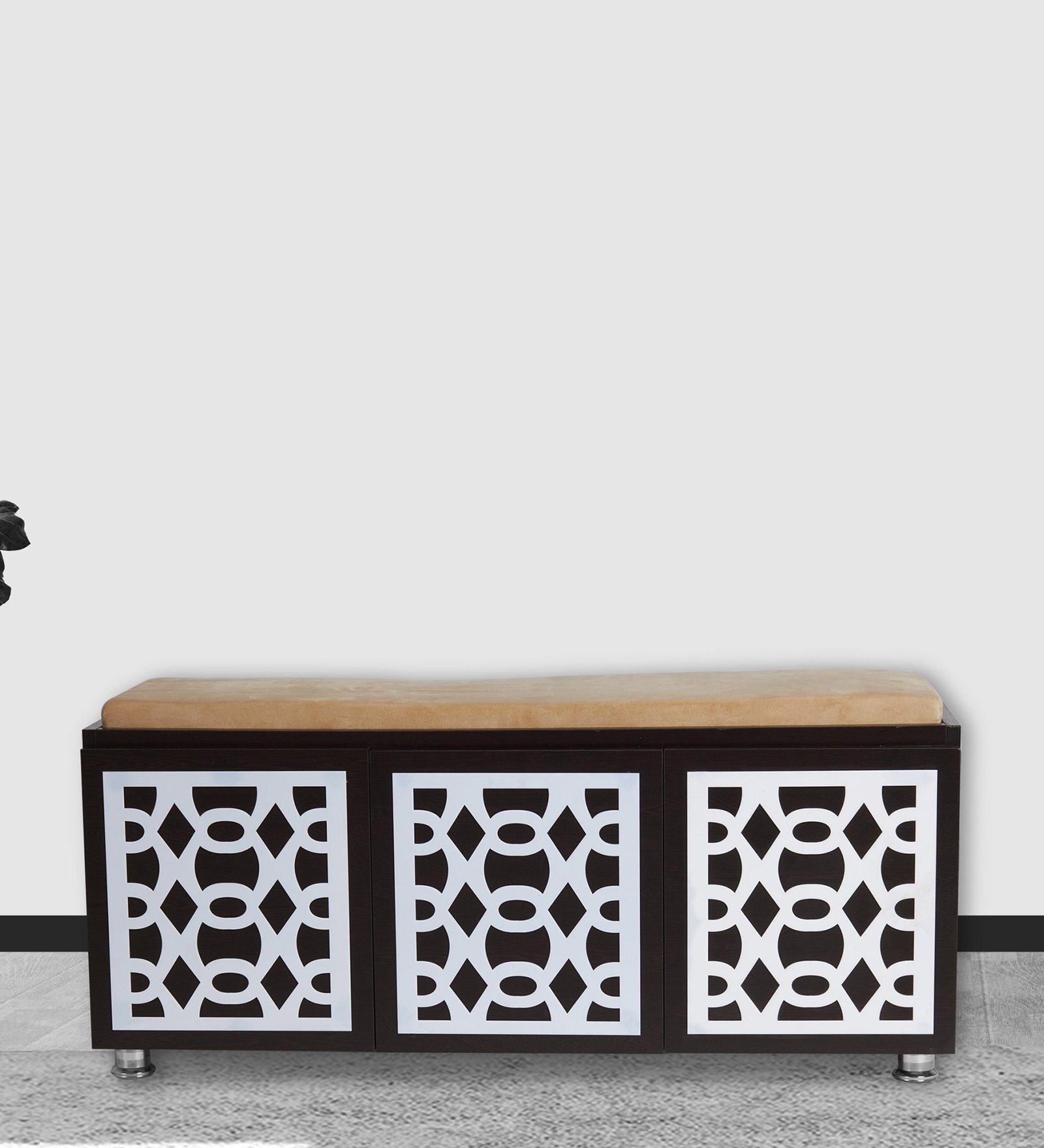 Pepper Shoe Rack with Seating in Wenge Finish