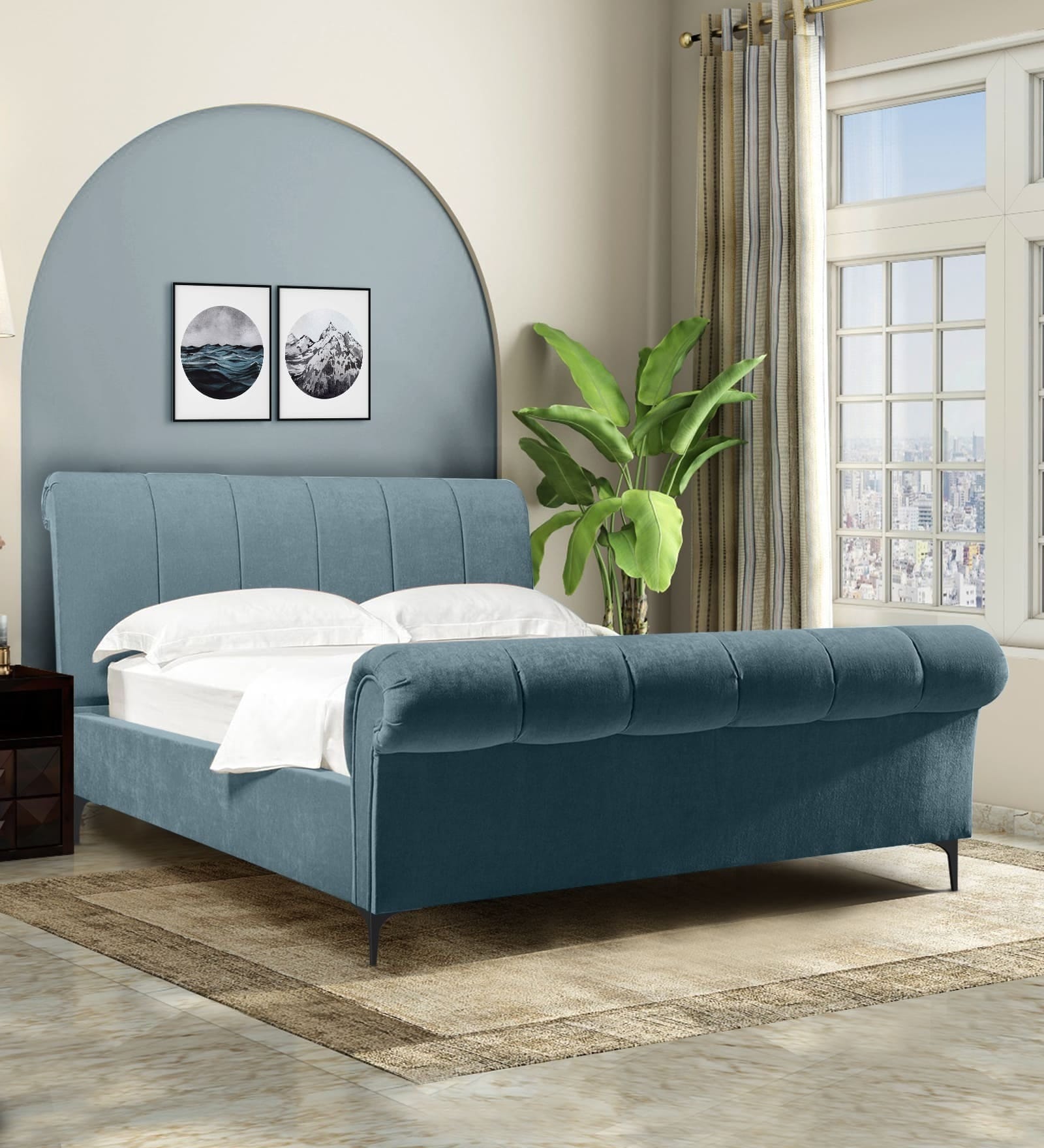 Perfect Upholstered Queen Size Bed In Grey Color