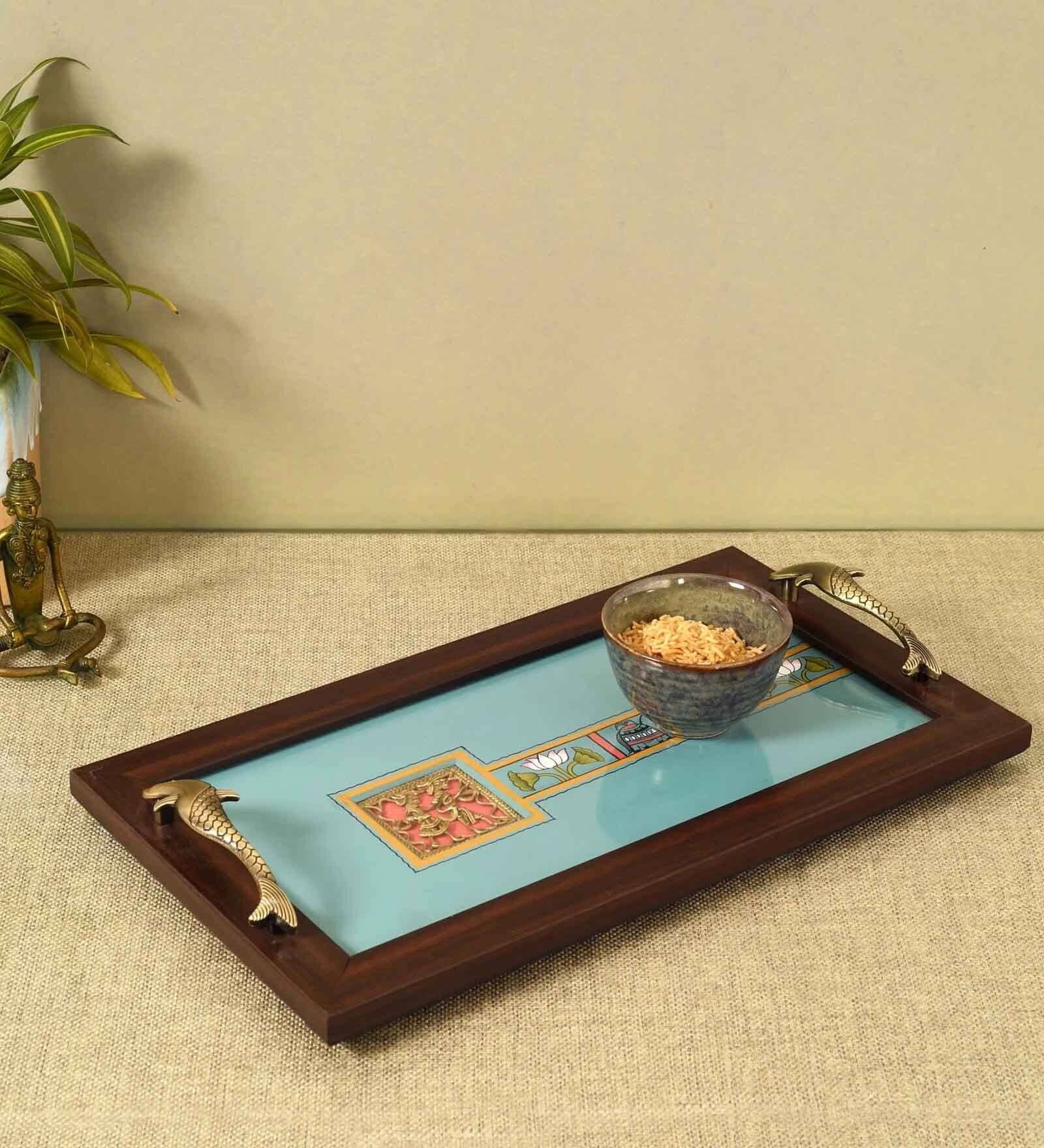 Brown Elephant patterned Wood  1 Pcs Serving Tray