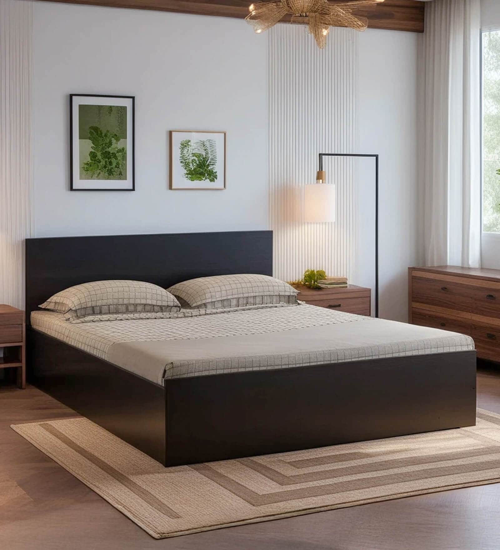 Persia King Size Bed in Wenge Finish with Box Storage