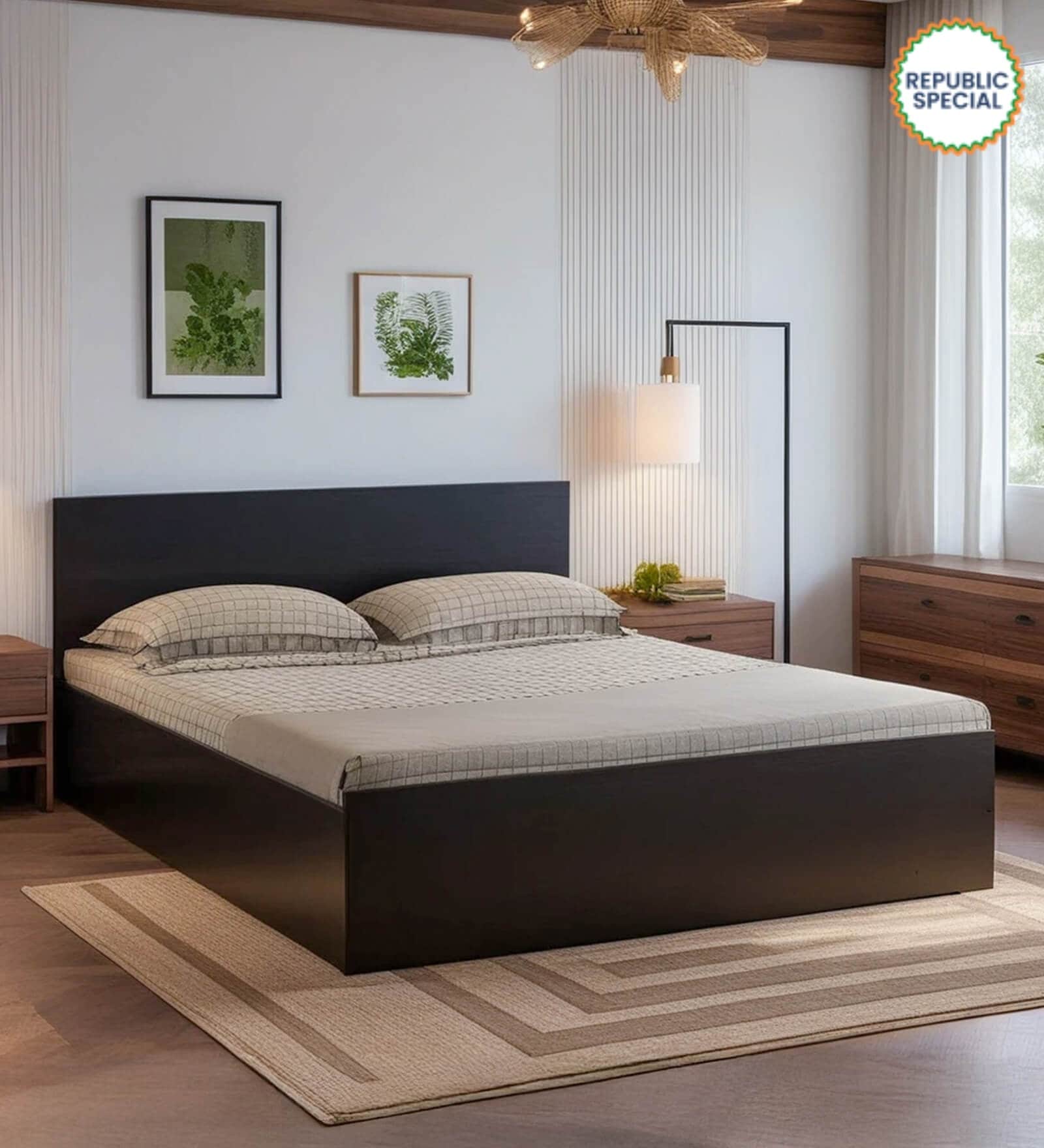 Persia King Size Bed in Wenge Finish with Box Storage Persia King Size Bed in Wenge Finish with Box Storage