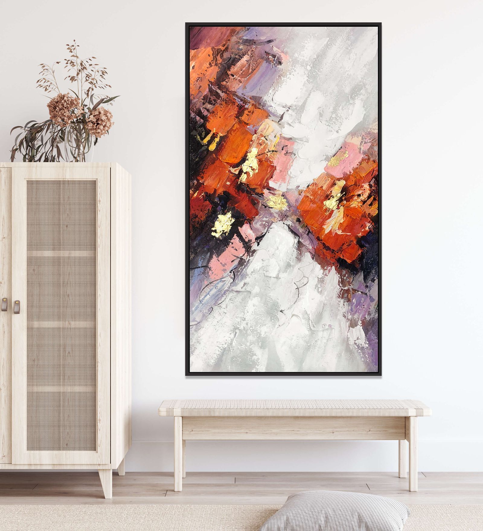 White Perspective Canvas Framed Acrylic Paint Hand Paintings