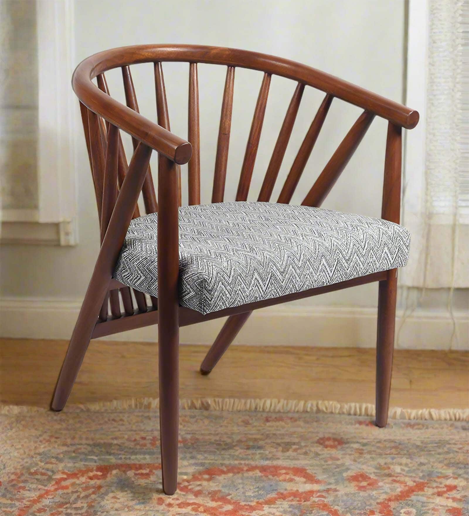 Peru Solid Wood Arm Chair in Blue Color