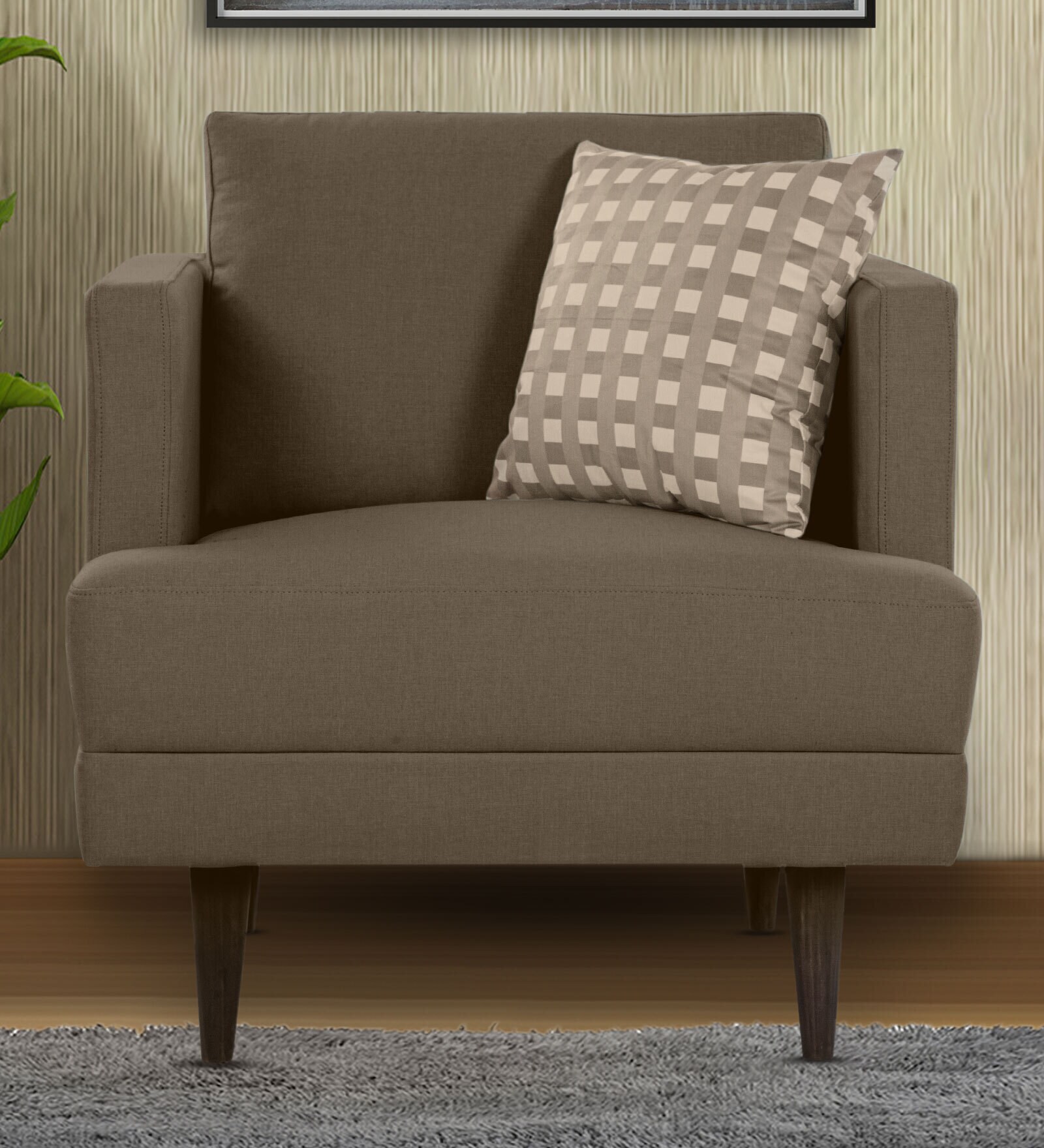 Pescara Velvet 1 Seater Sofa in Brown Colour Pescara Velvet 1 Seater Sofa in Brown Colour